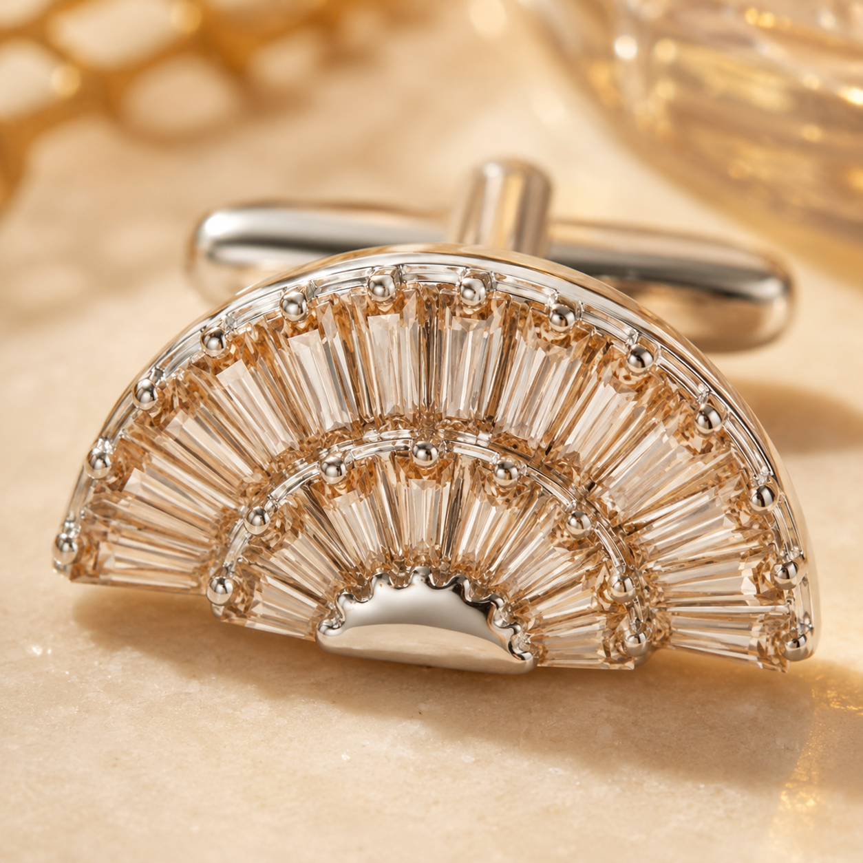 Black Fan Crystal Cufflinks