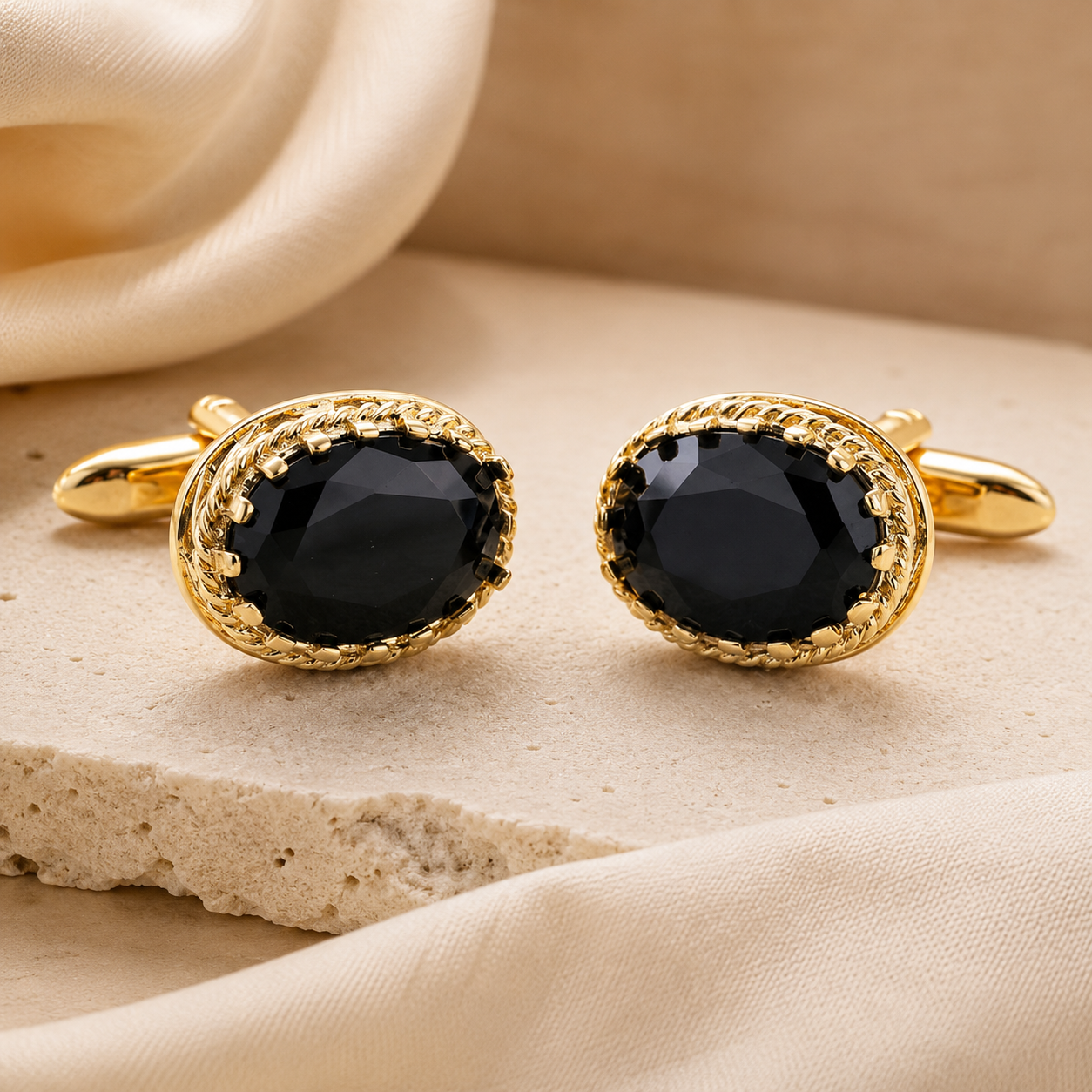 Black Oval Cufflinks
