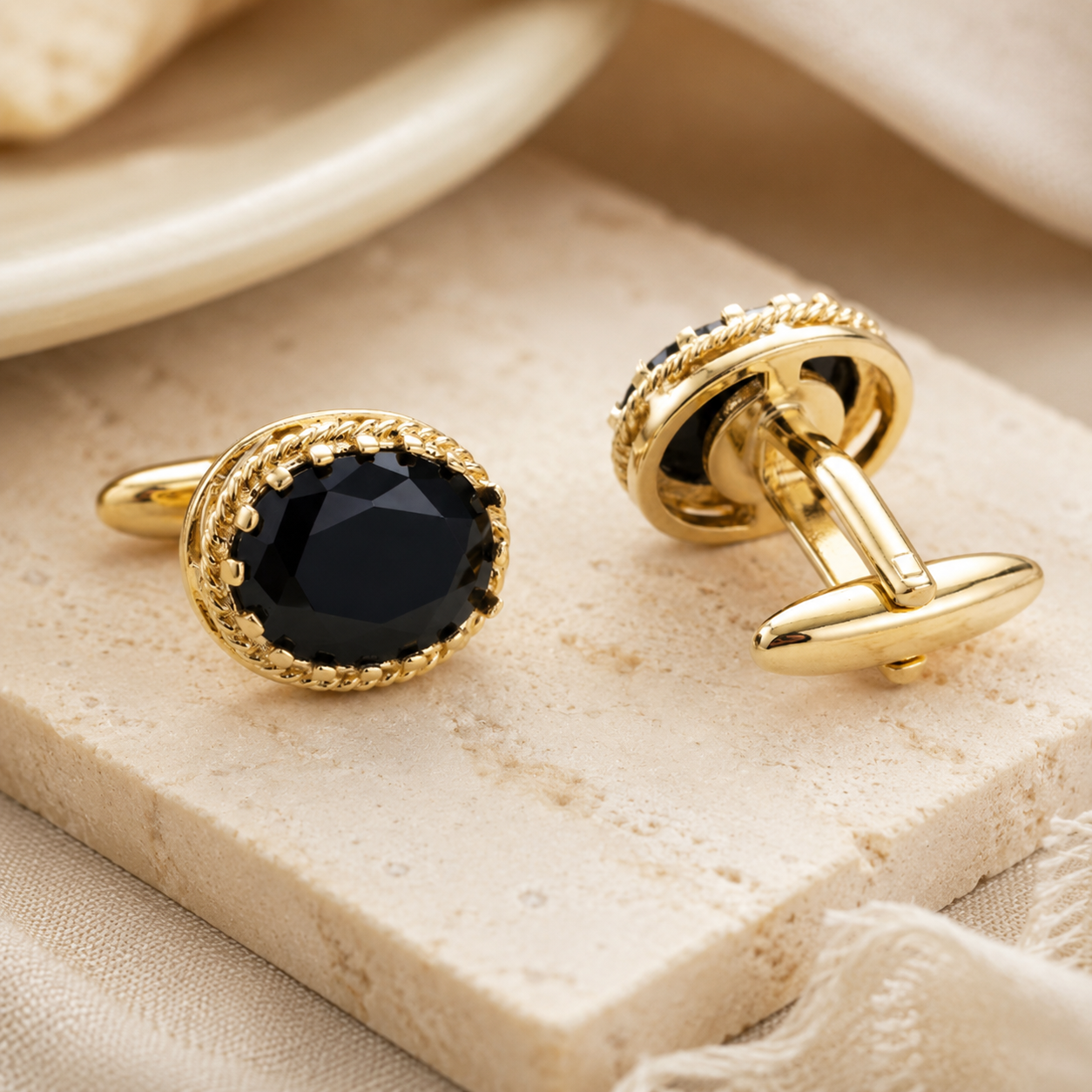 Black Oval Cufflinks