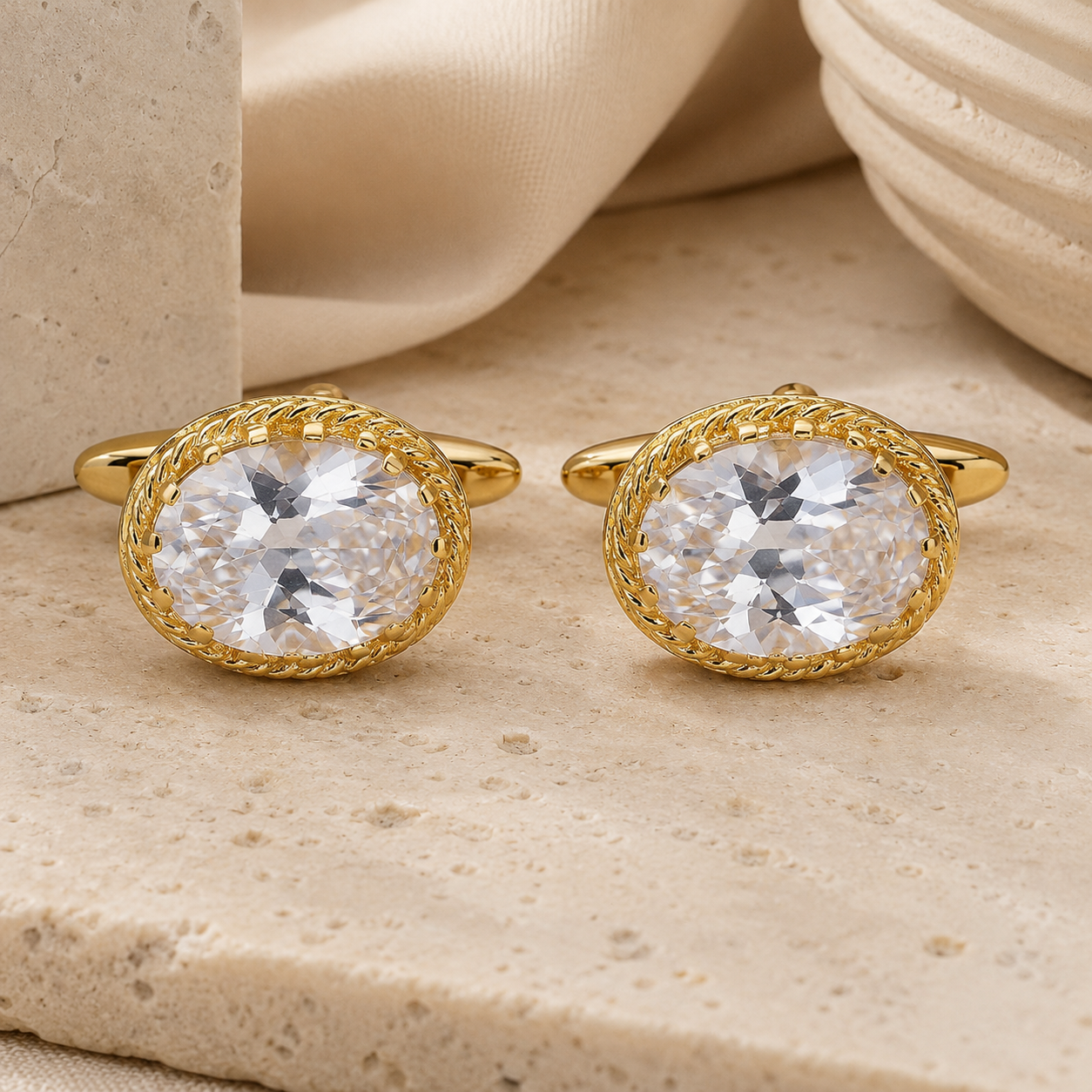 White Oval Cufflinks