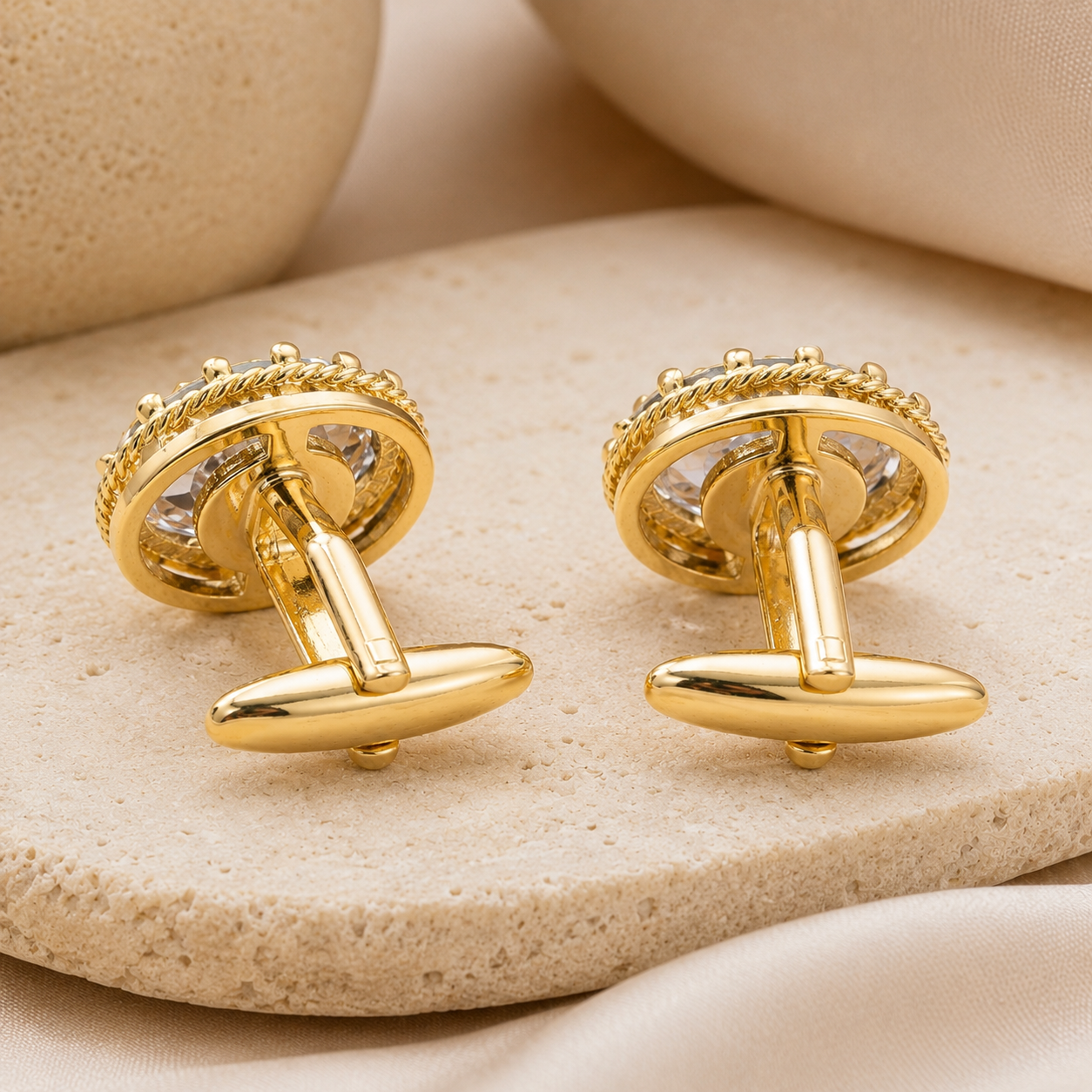 White Oval Cufflinks
