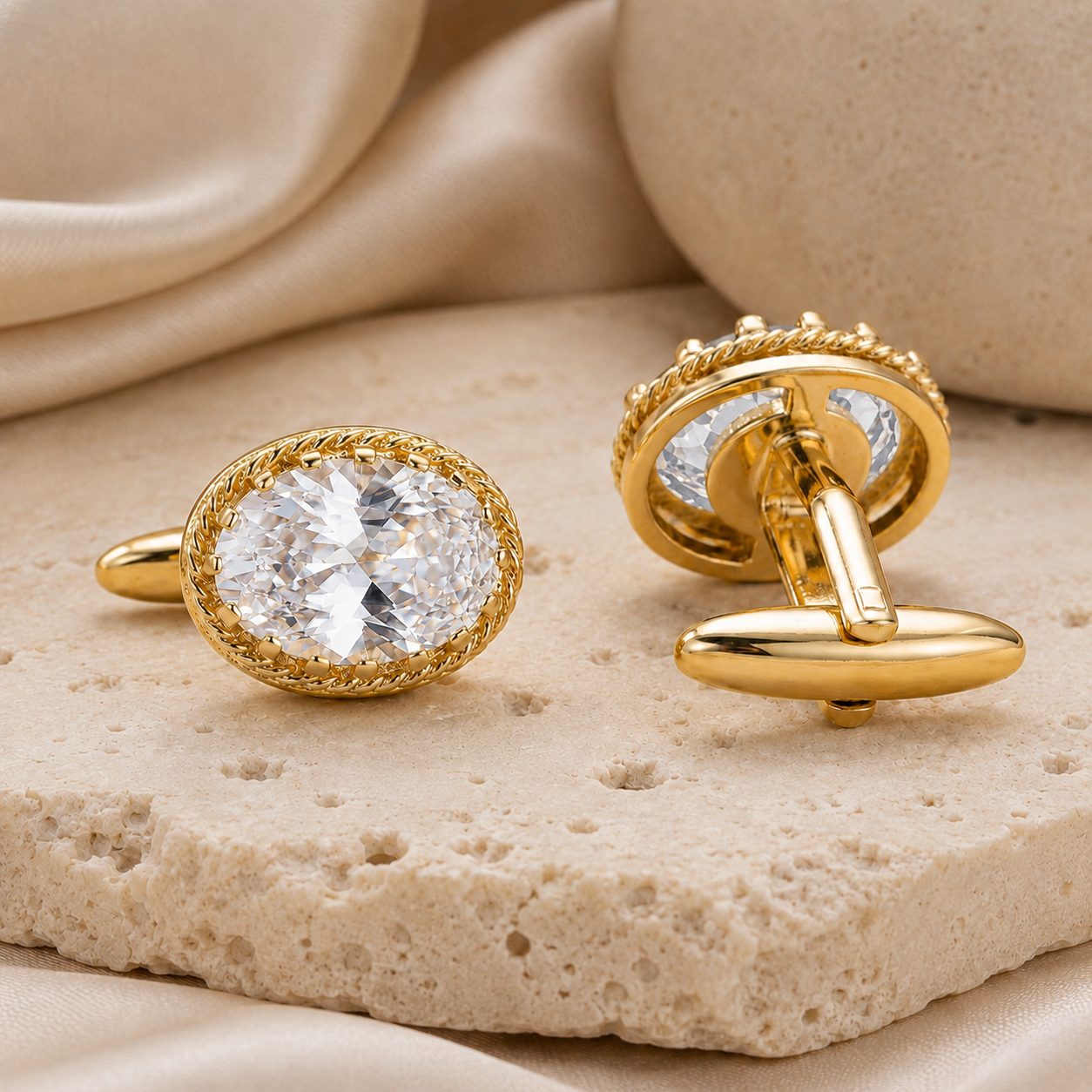 White Oval Cufflinks