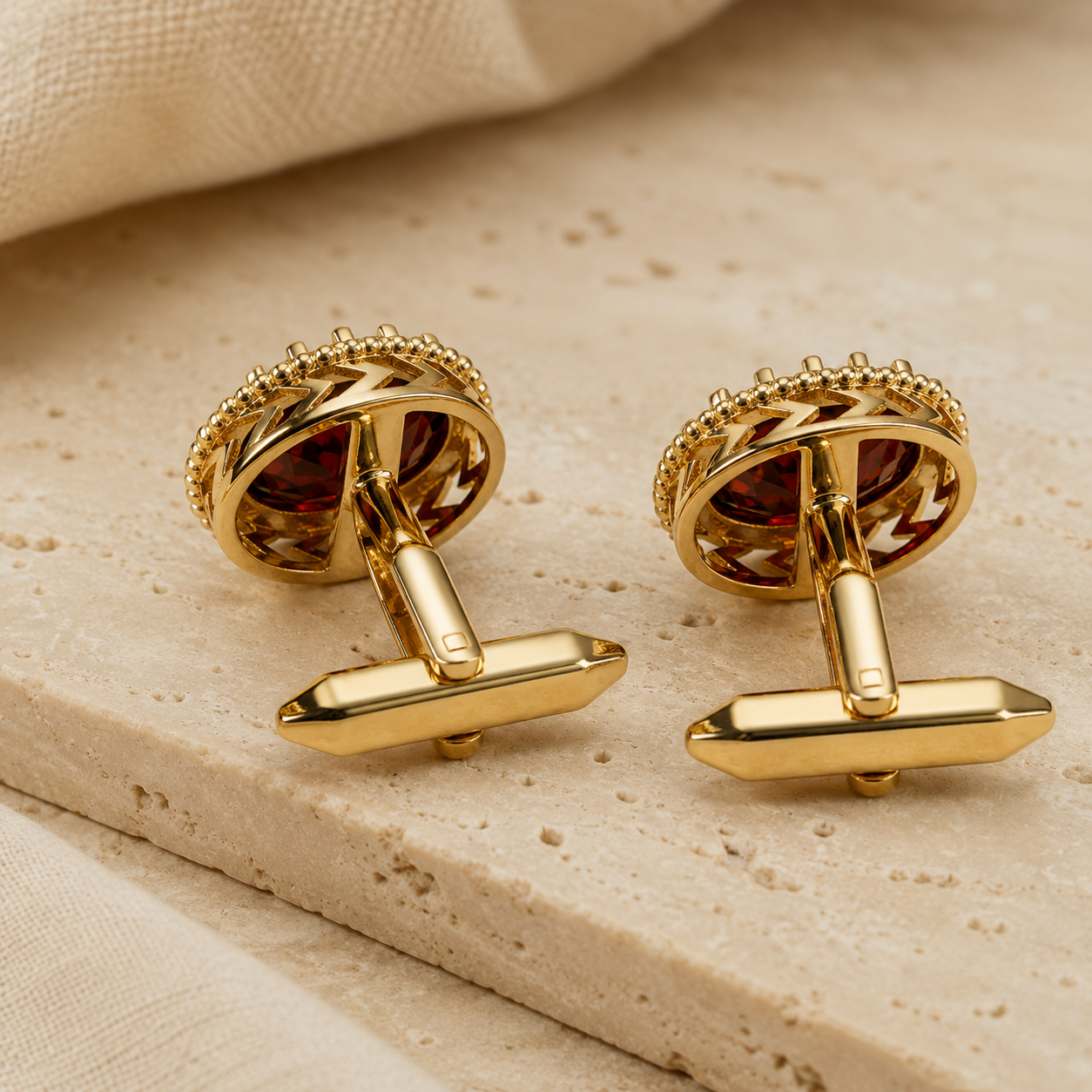 Wine Red Oval Cufflinks