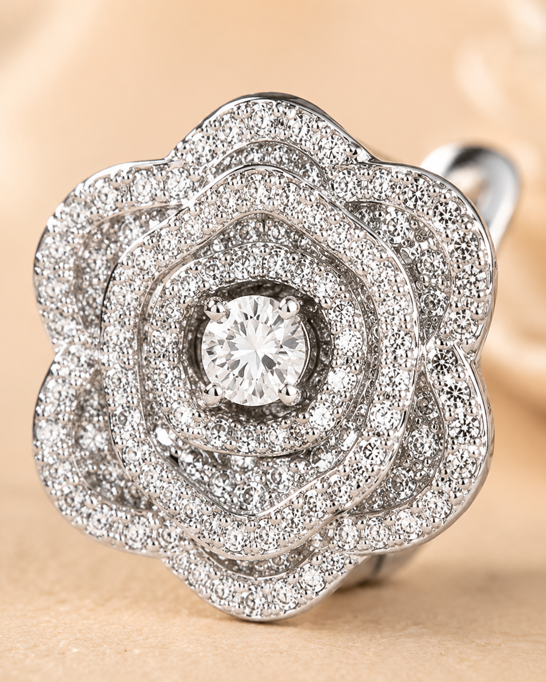 Silver Plated Rose Flower Stud Earrings
