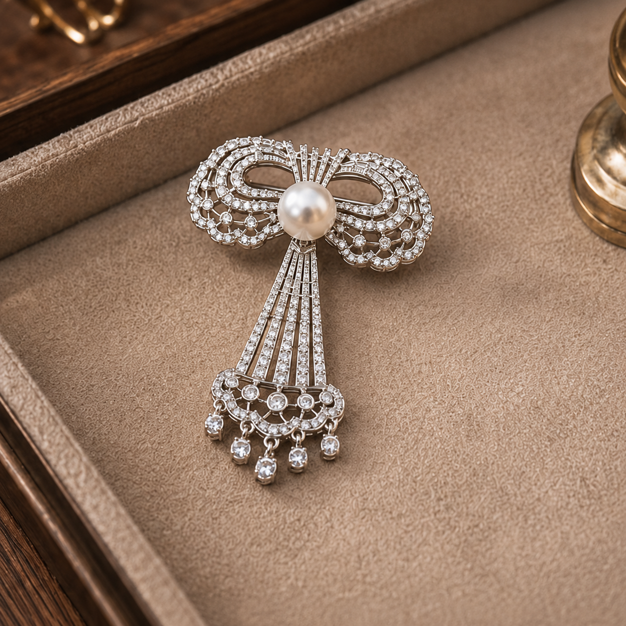 Freshwater Pearl Bow Brooch
