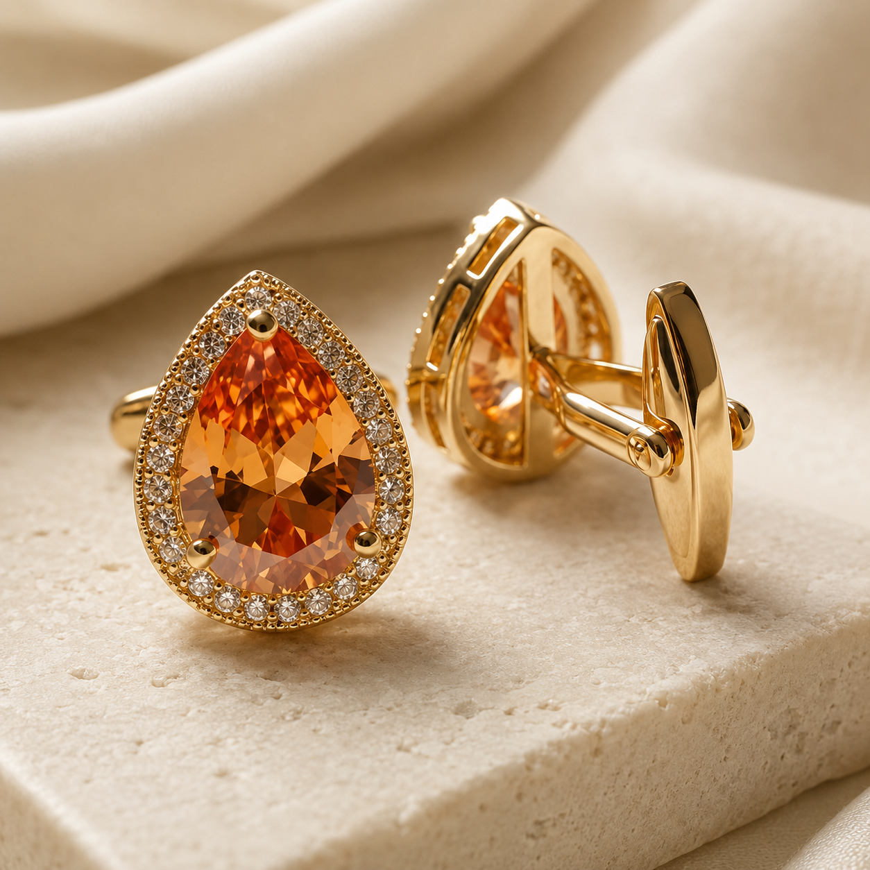 Champagne Water Drop Cufflinks