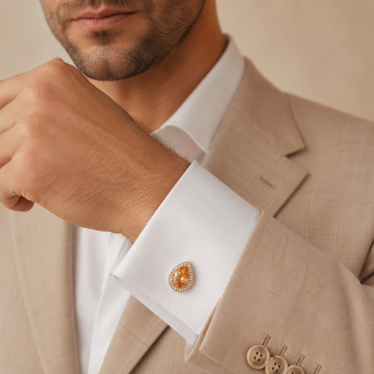 Champagne Water Drop Cufflinks