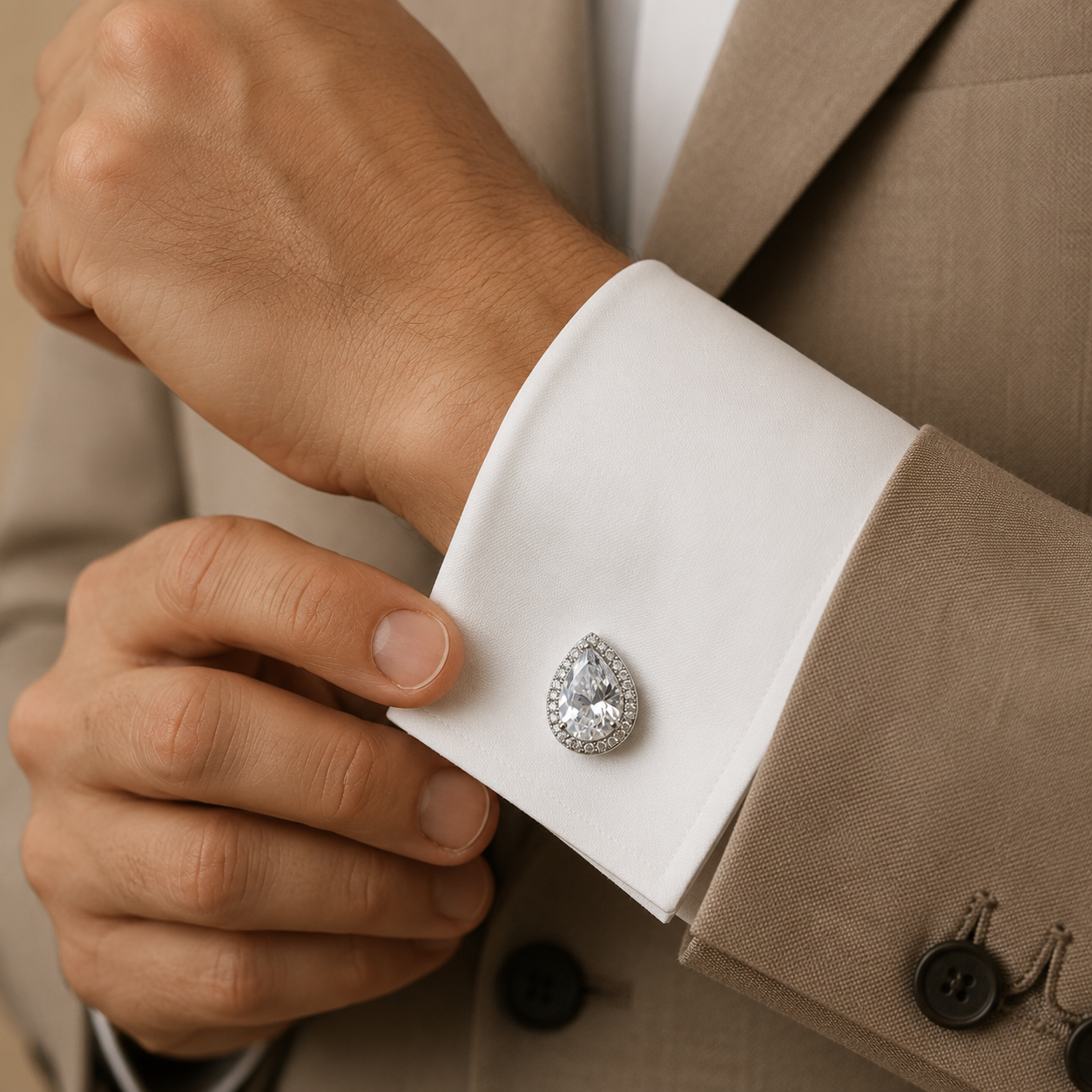 Clear Water Drop Cufflinks