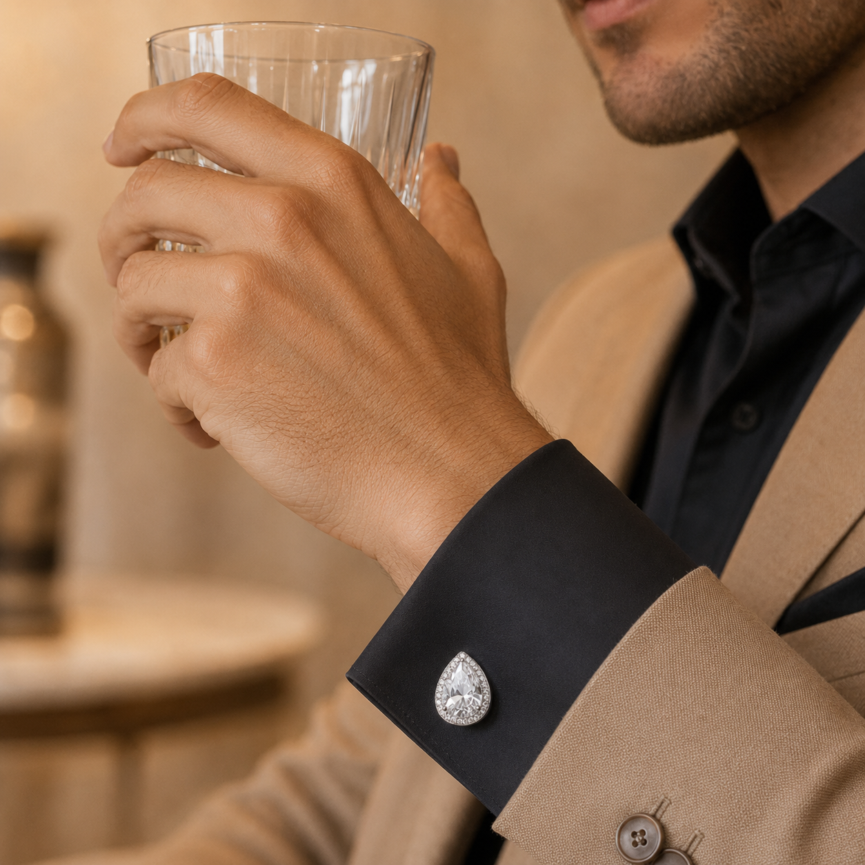 Clear Water Drop Cufflinks