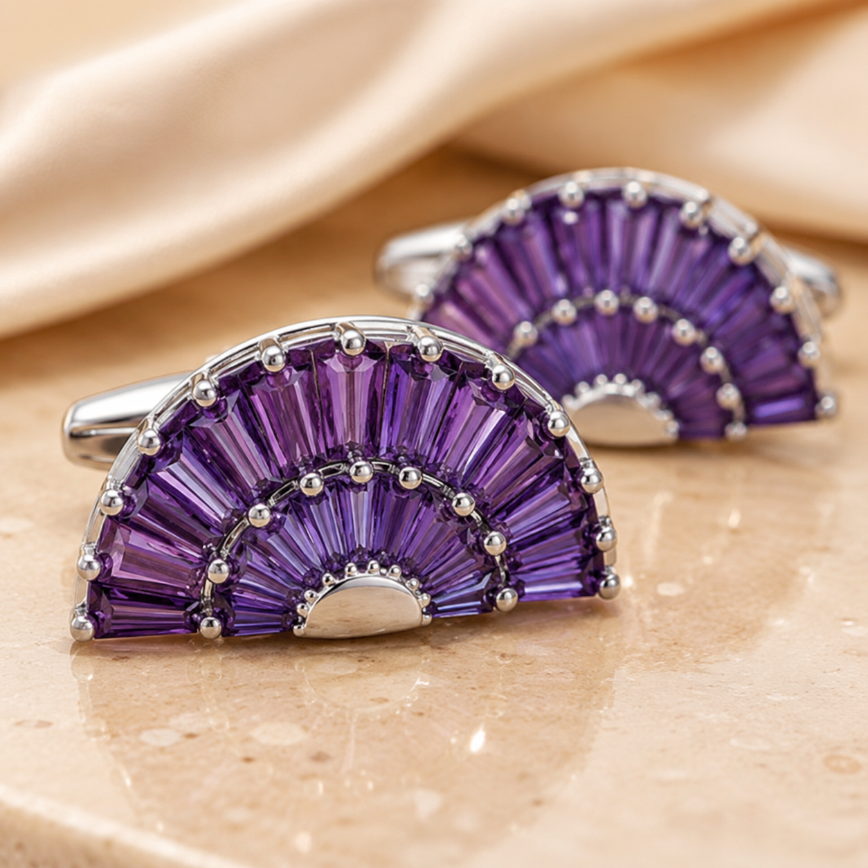 Black Fan Crystal Cufflinks