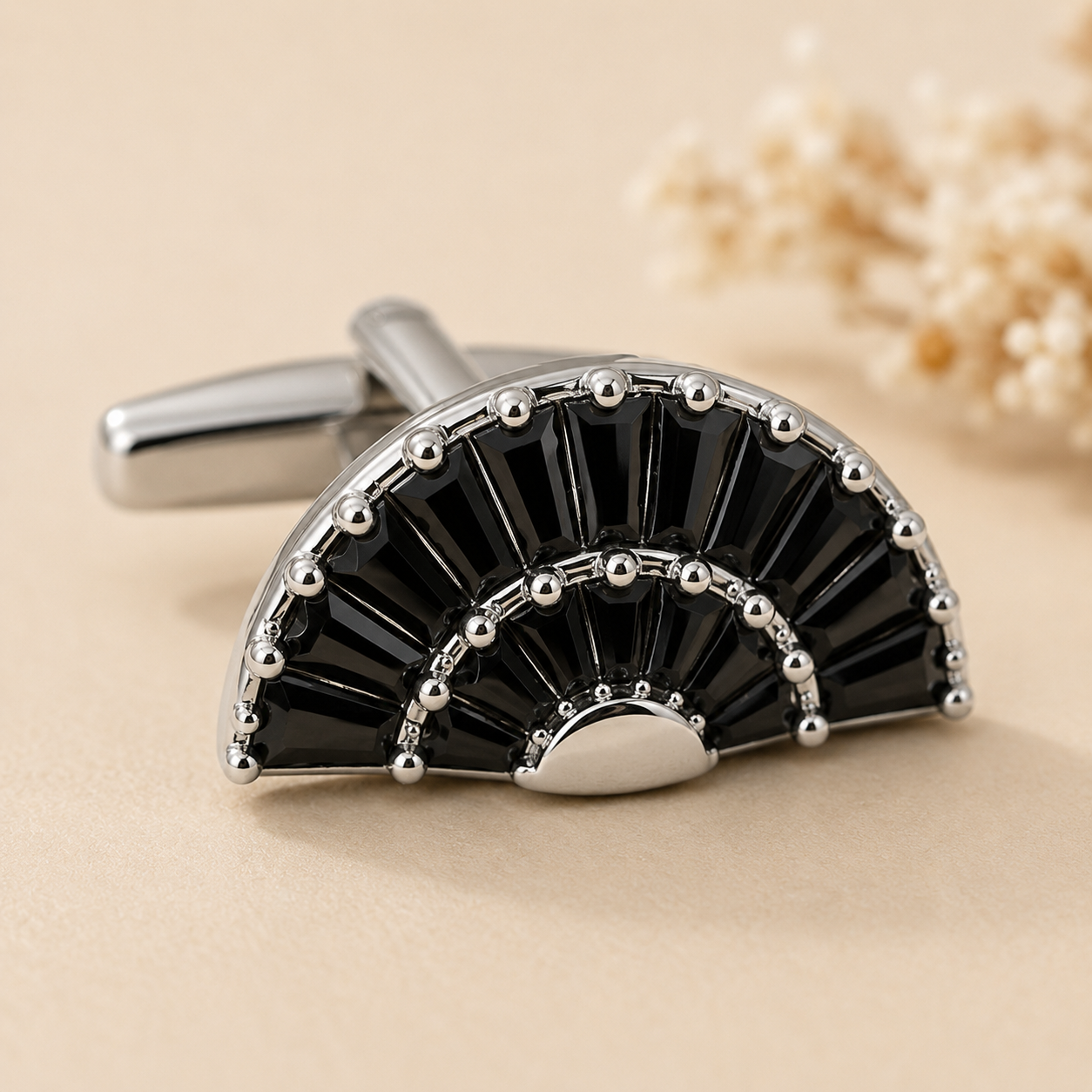 Black Fan Crystal Cufflinks
