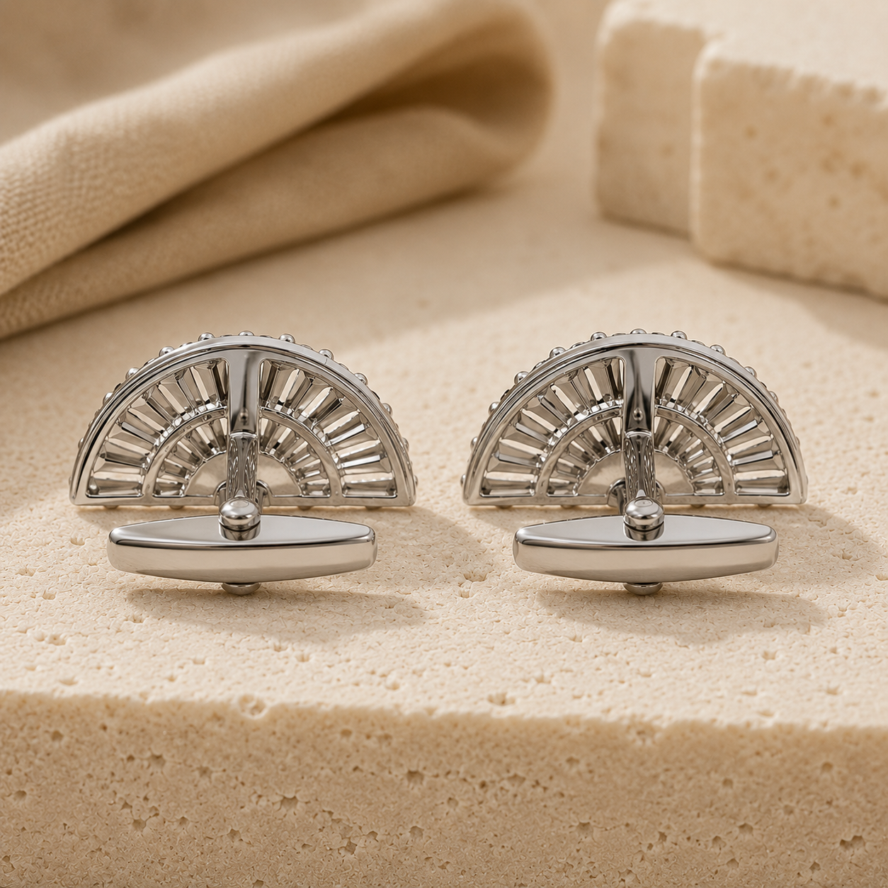 Black Fan Crystal Cufflinks