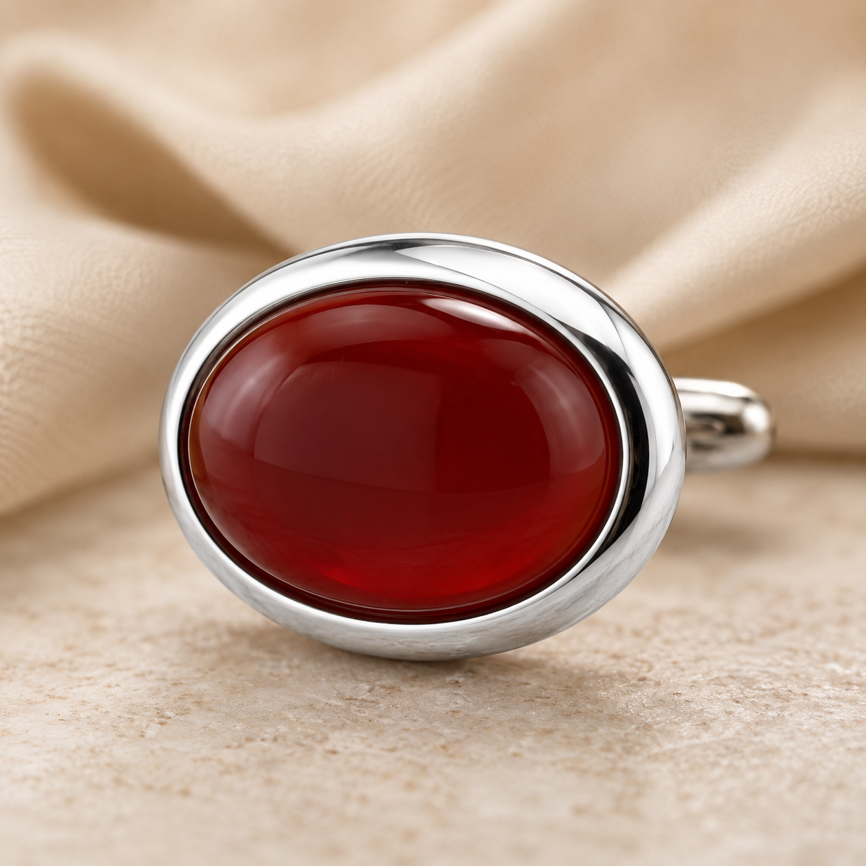 Red Oval Agate Cufflinks