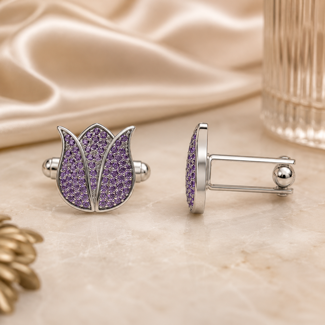 Purple Tulip Cufflinks