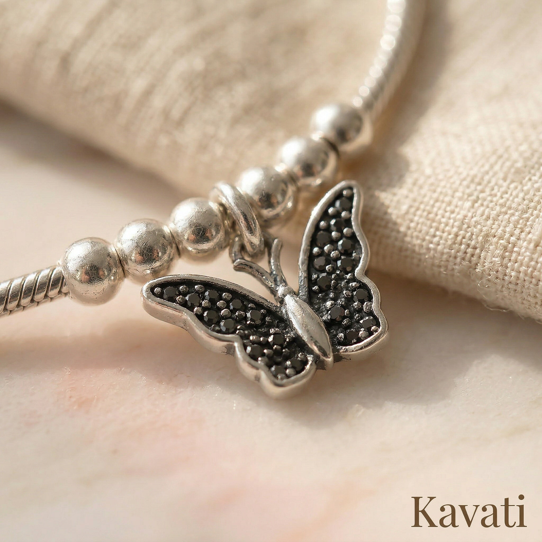 Handmade 925 Sterling Silver Butterfly Anklet