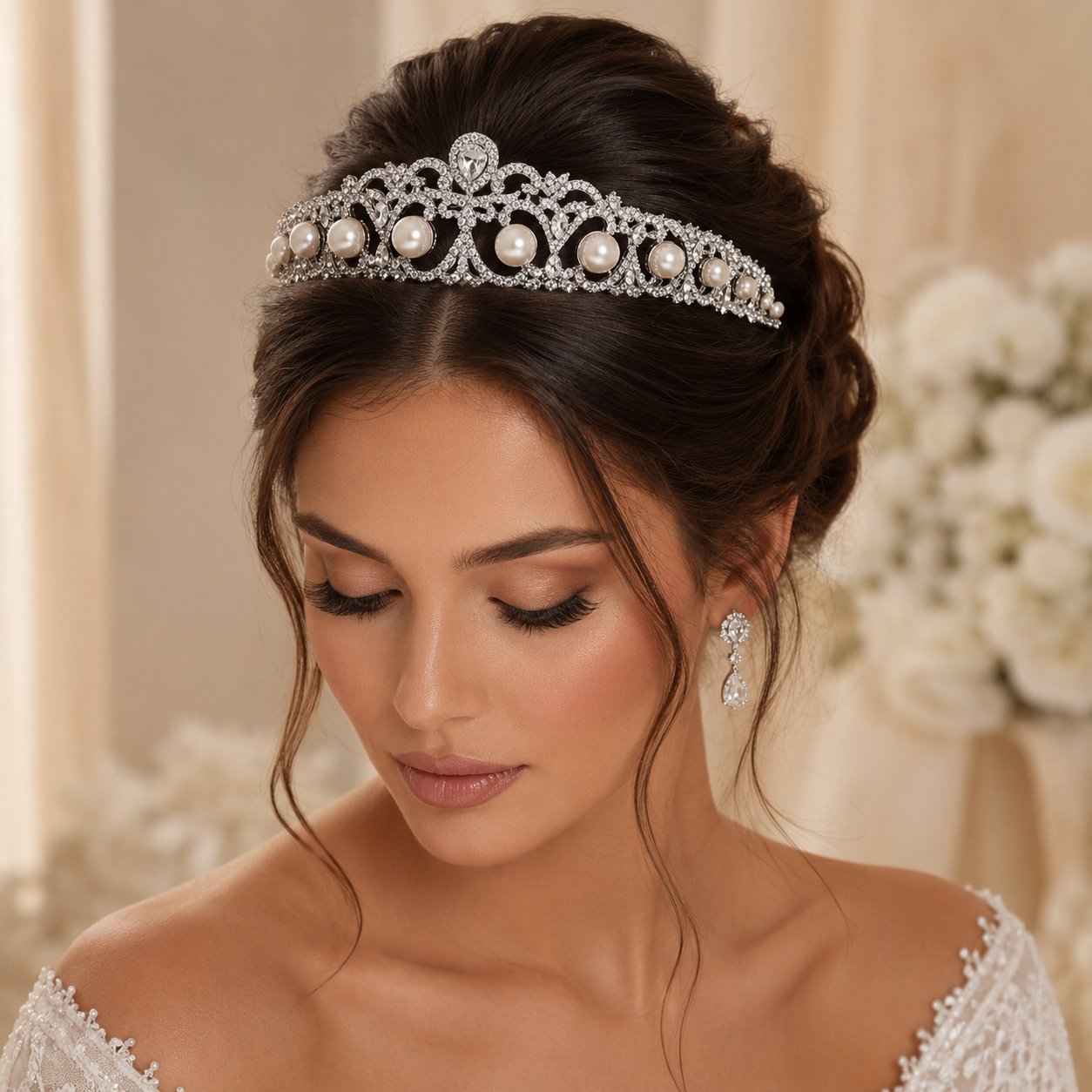 Pearl Crystal Bridal Headband Tiara