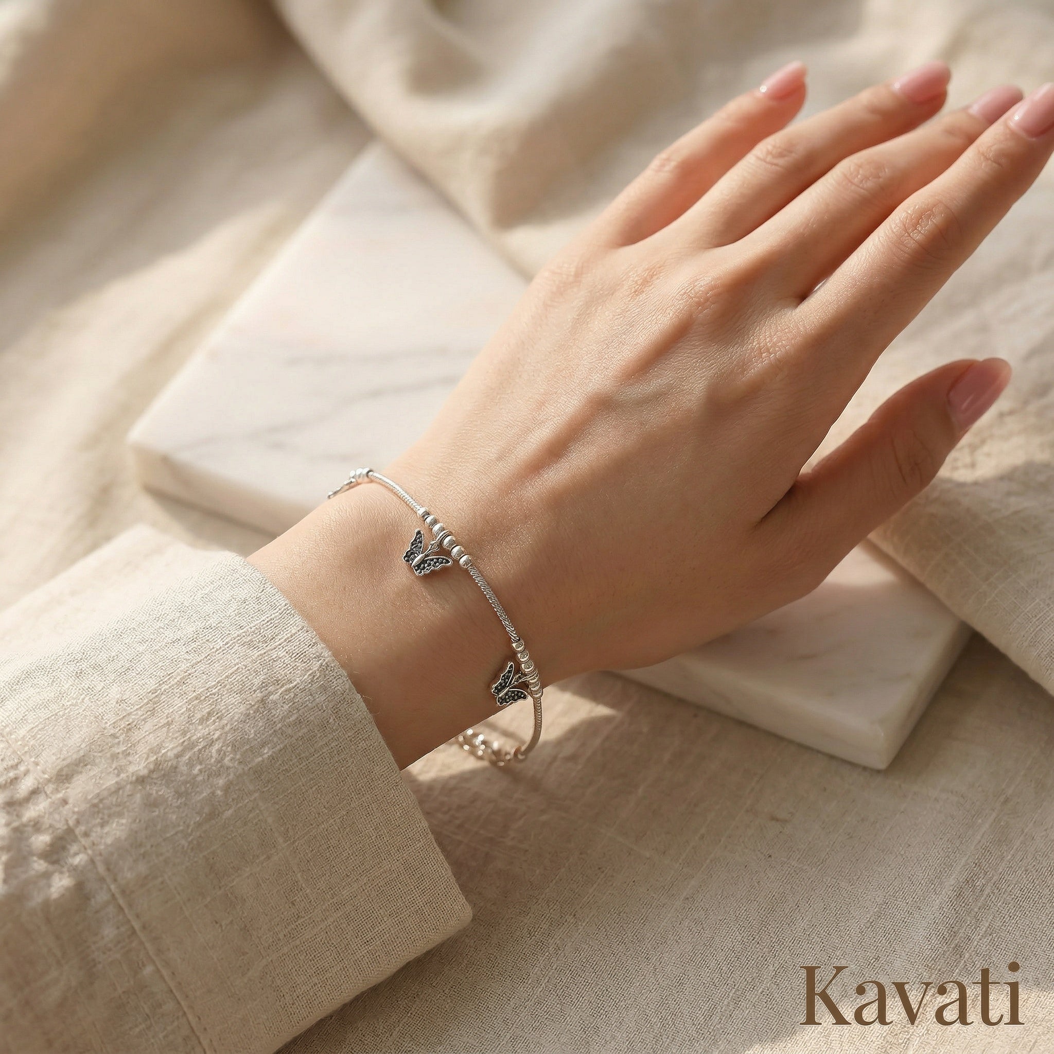 Handmade 925 Sterling Silver Butterfly Anklet