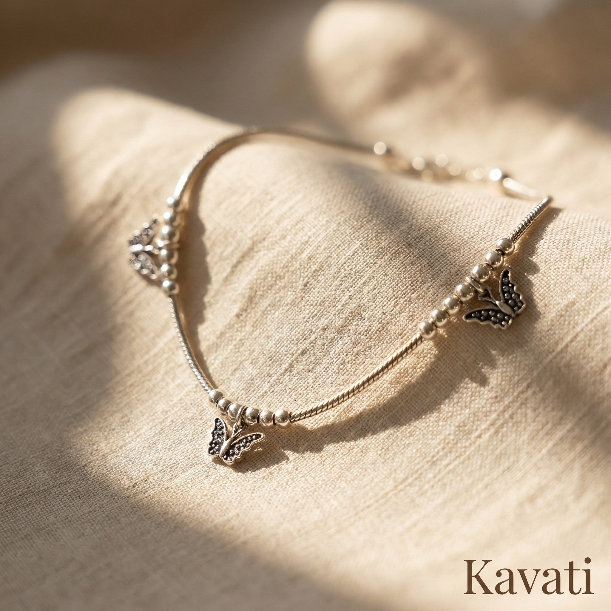Handmade 925 Sterling Silver Butterfly Anklet