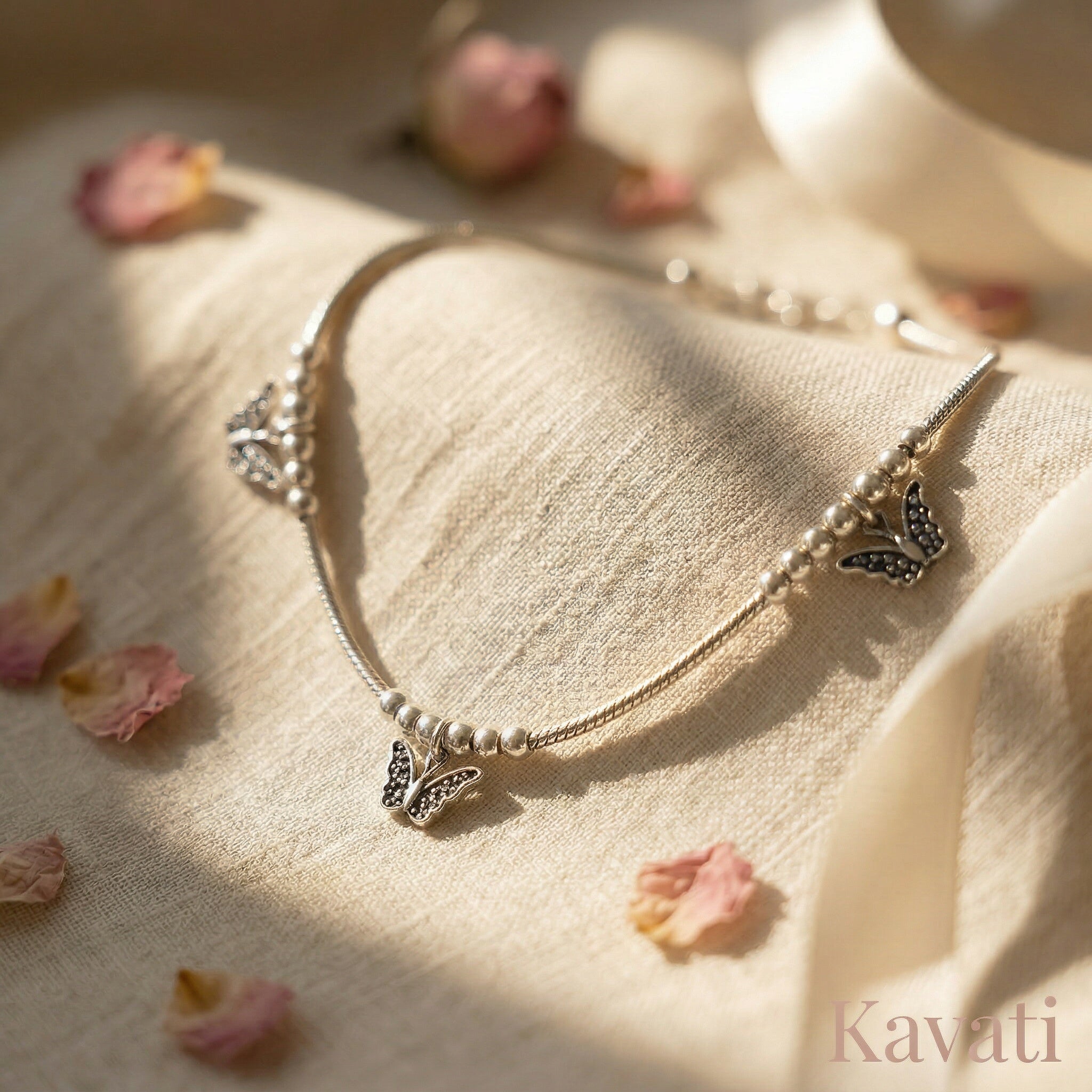 Handmade 925 Sterling Silver Butterfly Anklet