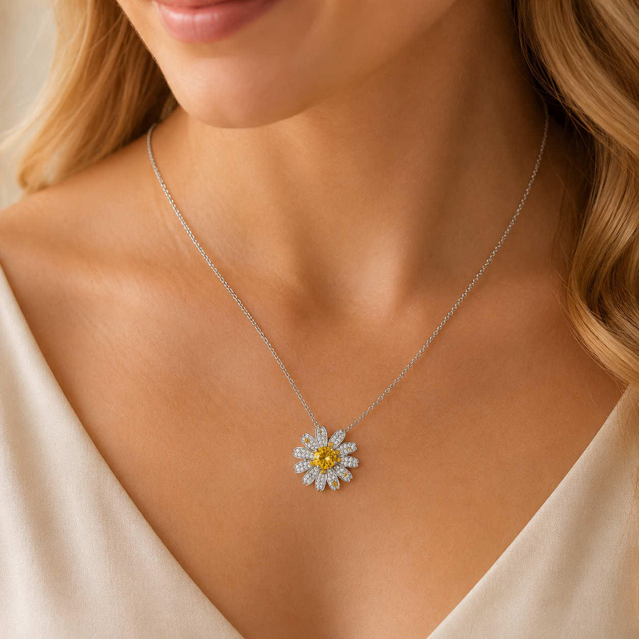Sunflower Pendant Necklace 925 Sterling Silver