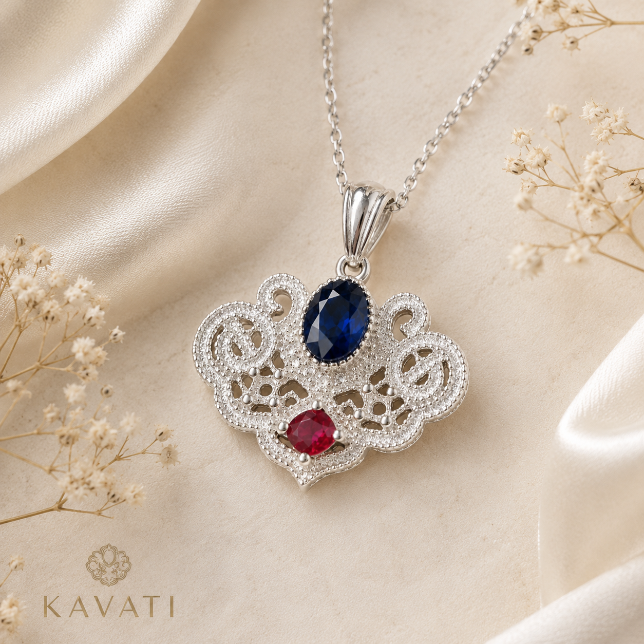 Sterling Silver Filigree Vintage Pendant Necklace