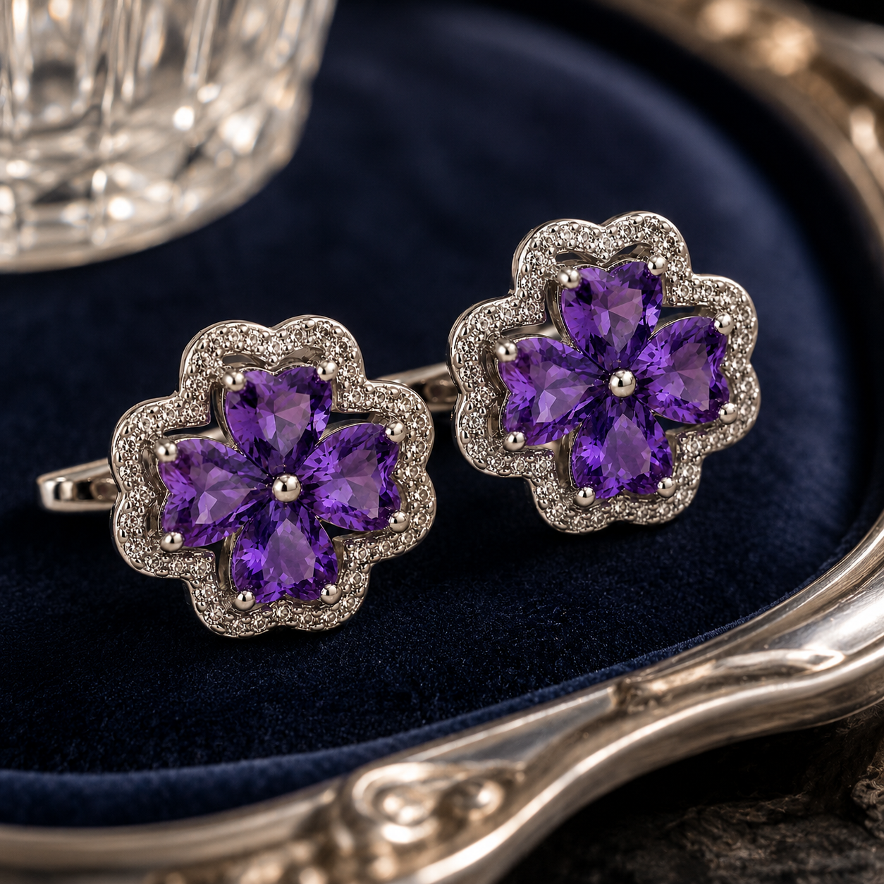 Purple Clover Cufflinks
