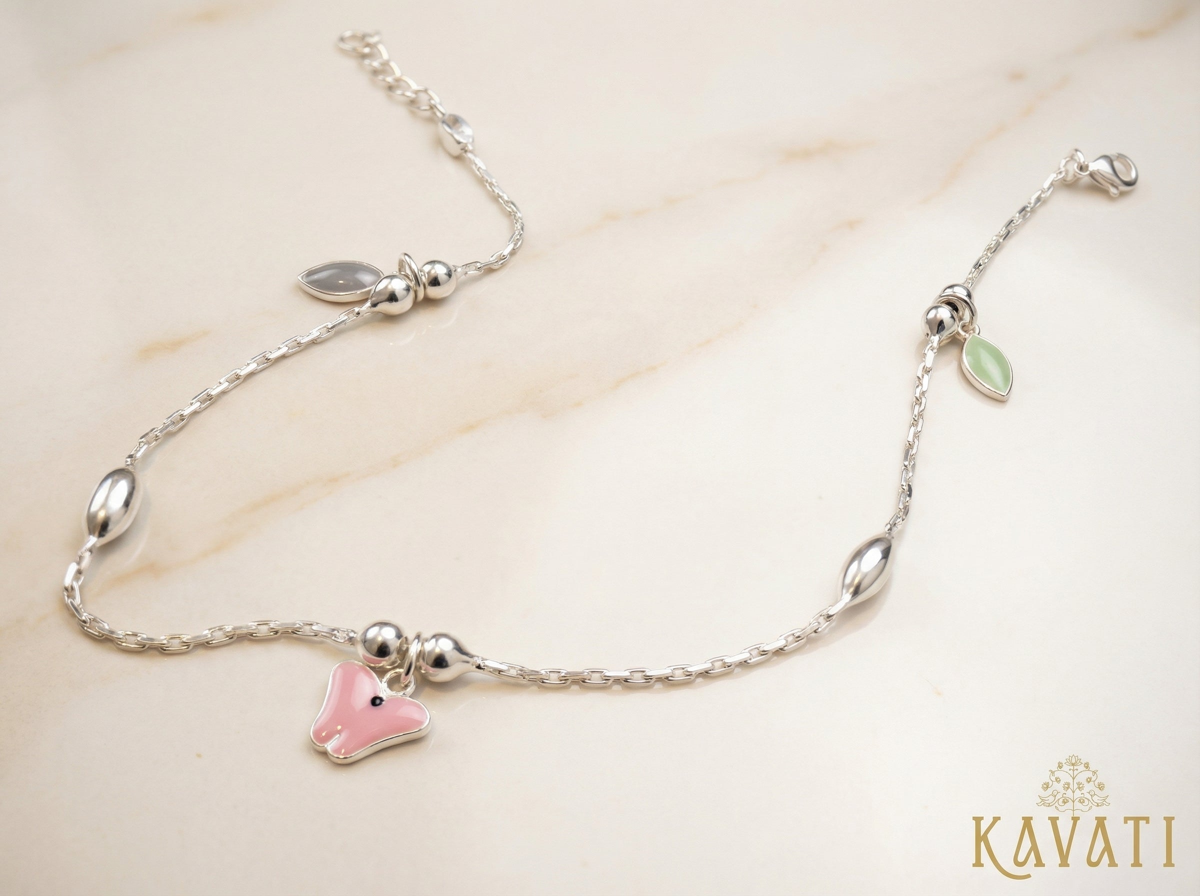 Handmade 925 Sterling Silver Butterfly Adjustable Anklet