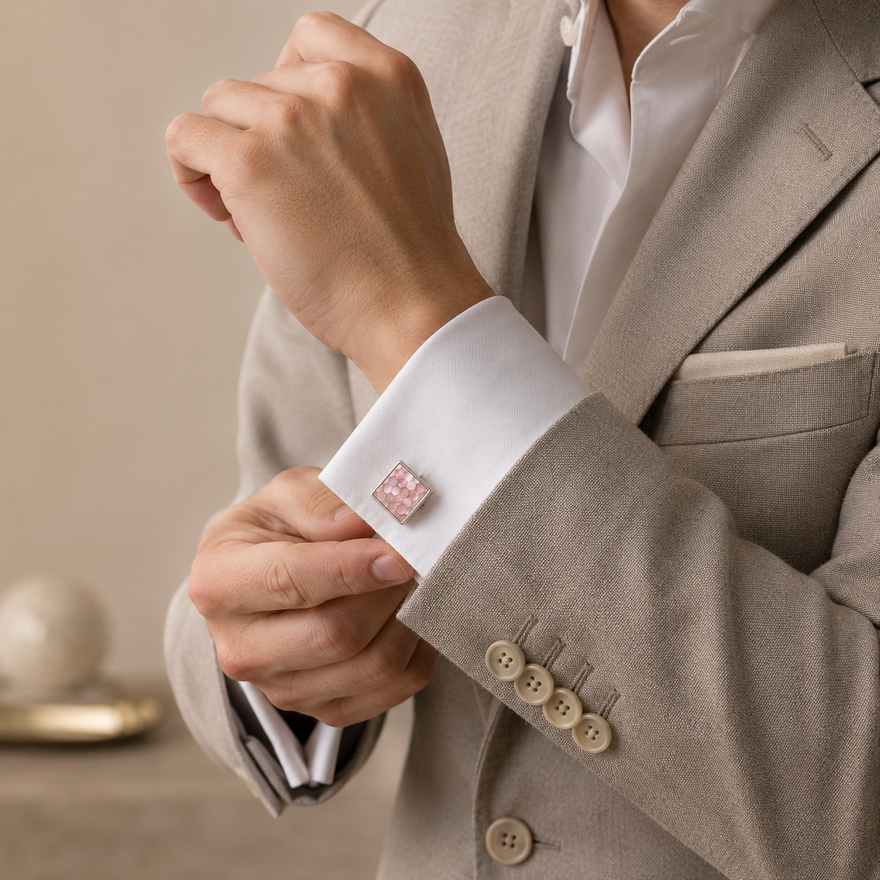 Pink Mother of Pearl Cufflinks