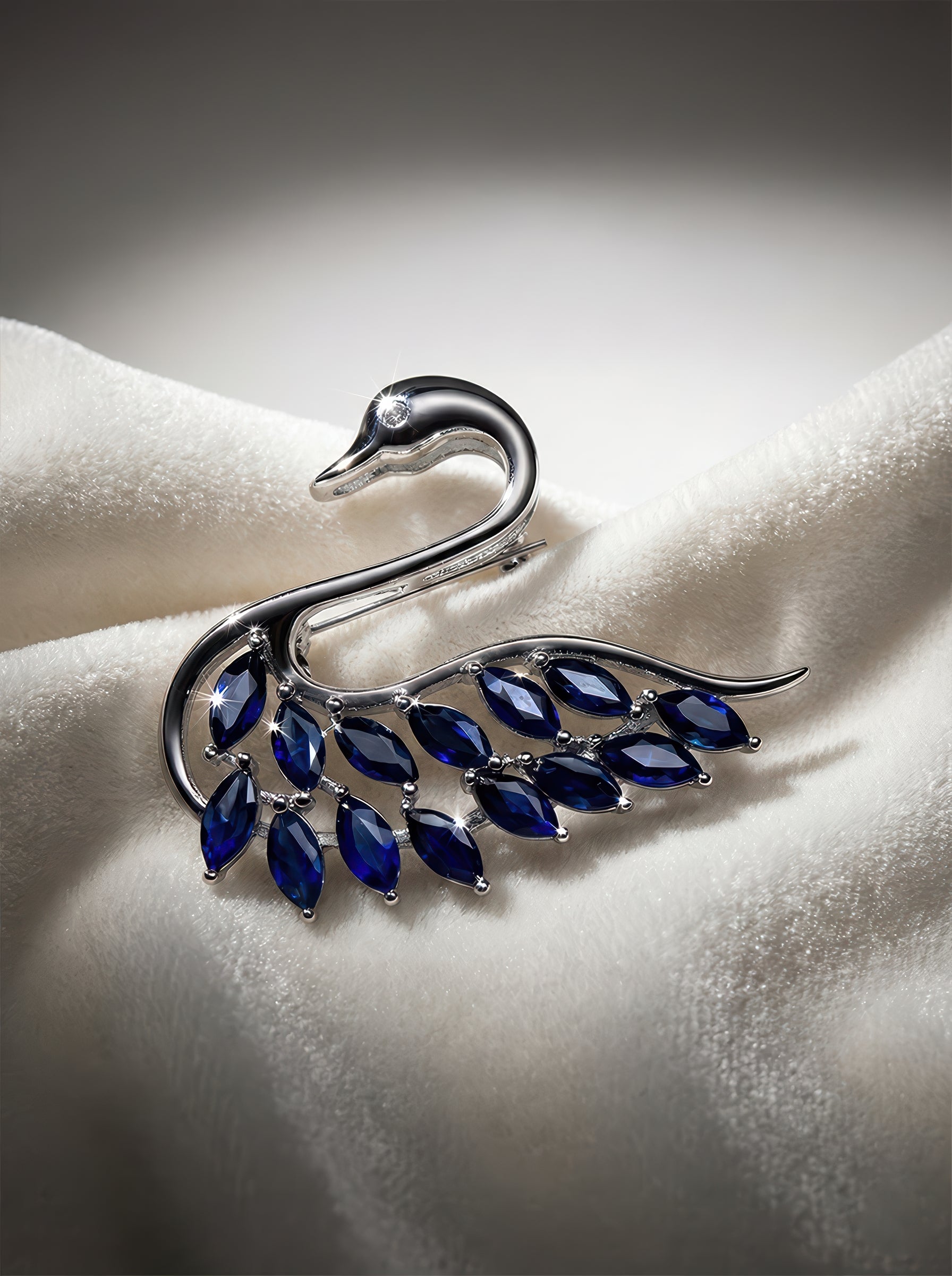 Sapphire Swan Brooch Pendant