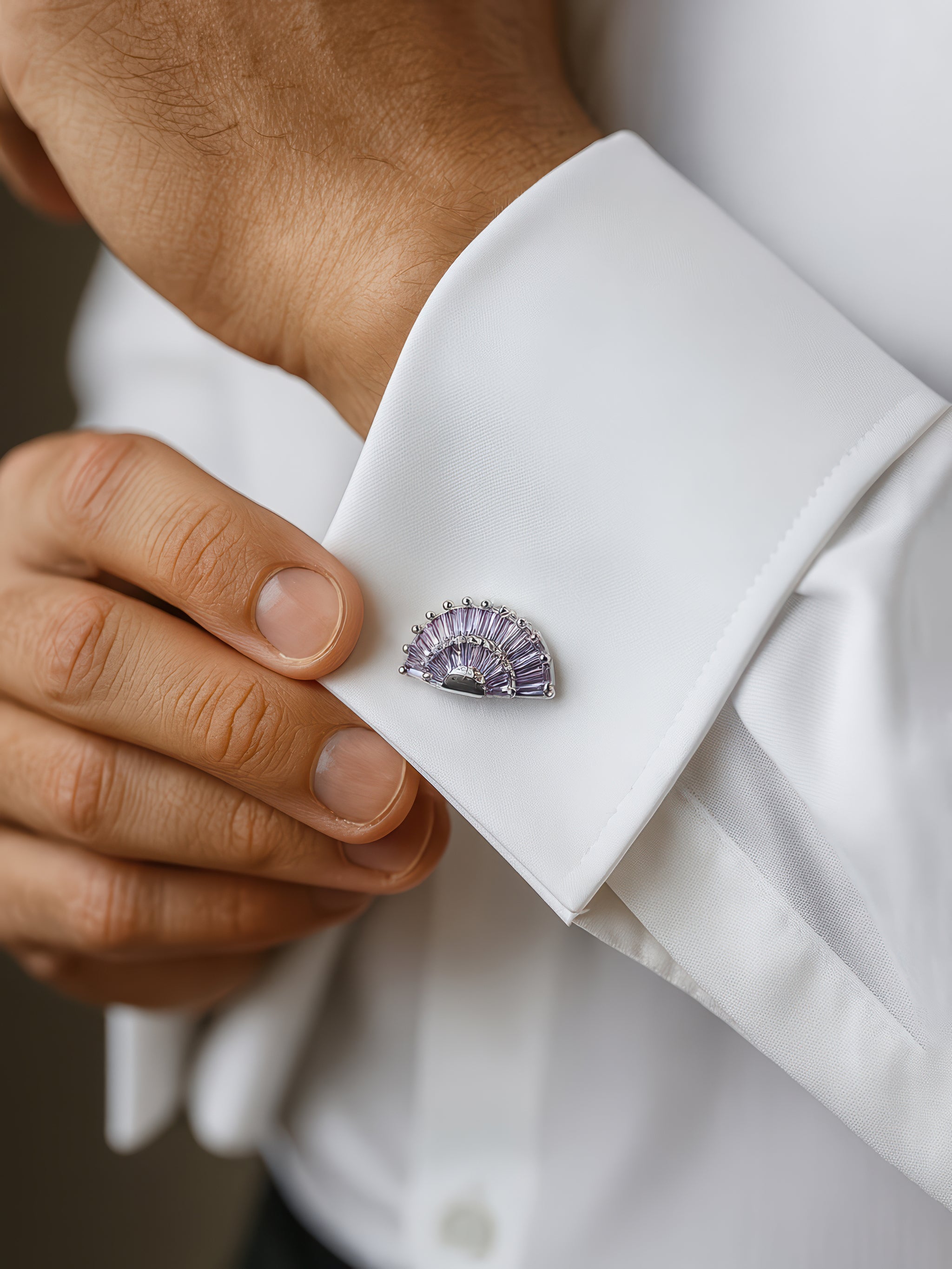 Purple Fan Crystal Cufflinks