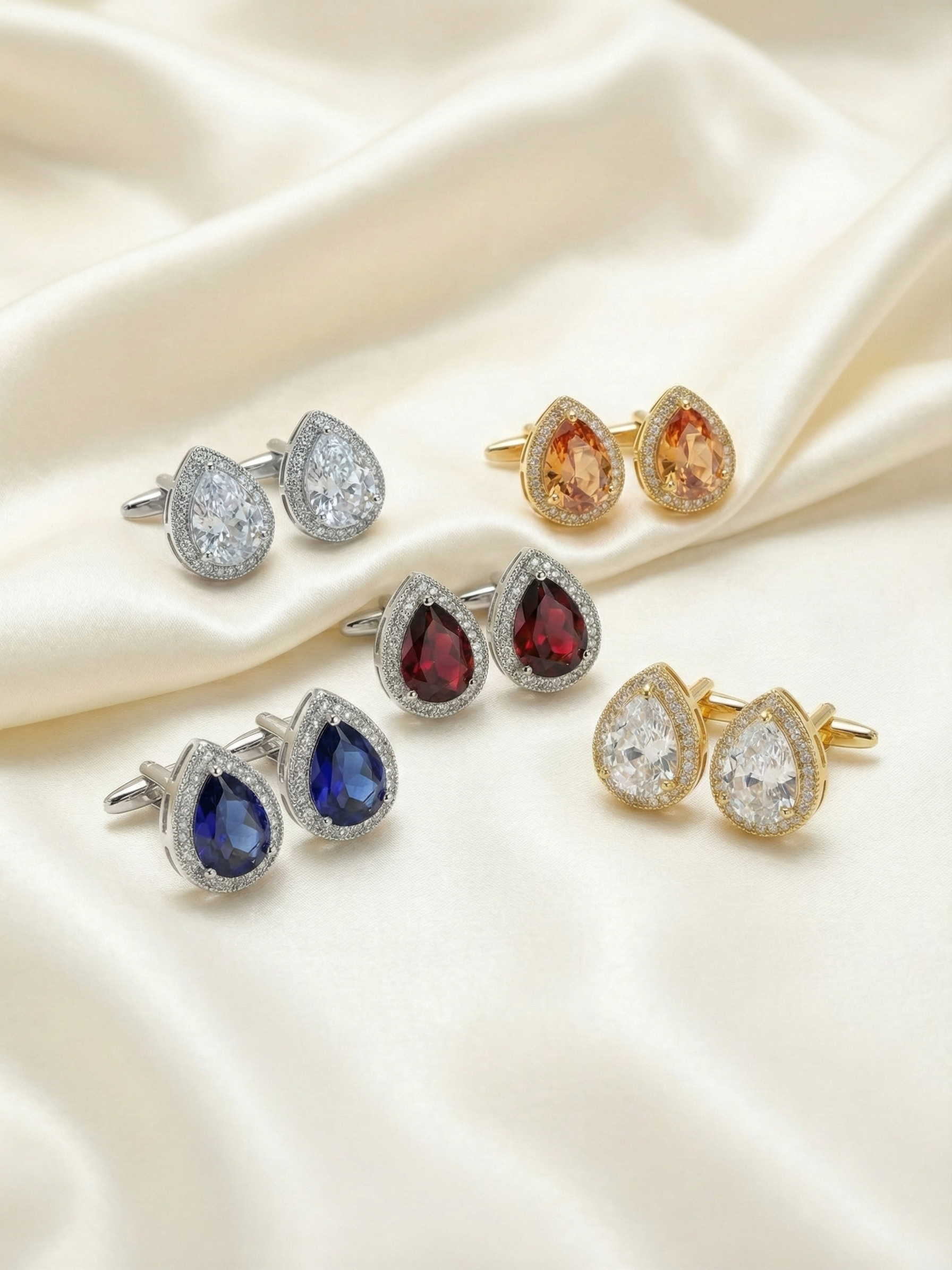 Blue Water Drop Crystal Cufflinks