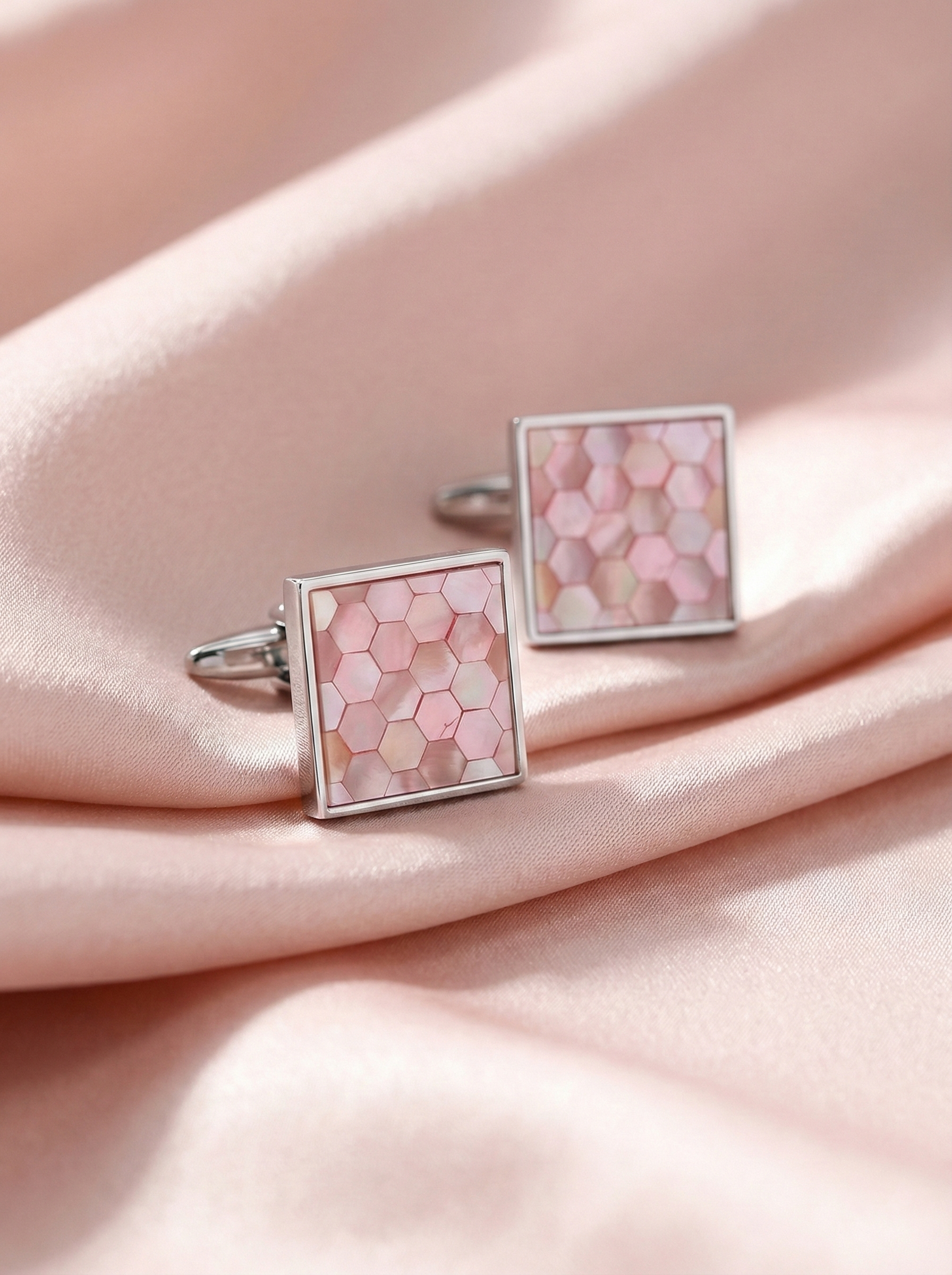 Pink Mother of Pearl Square Cufflinks