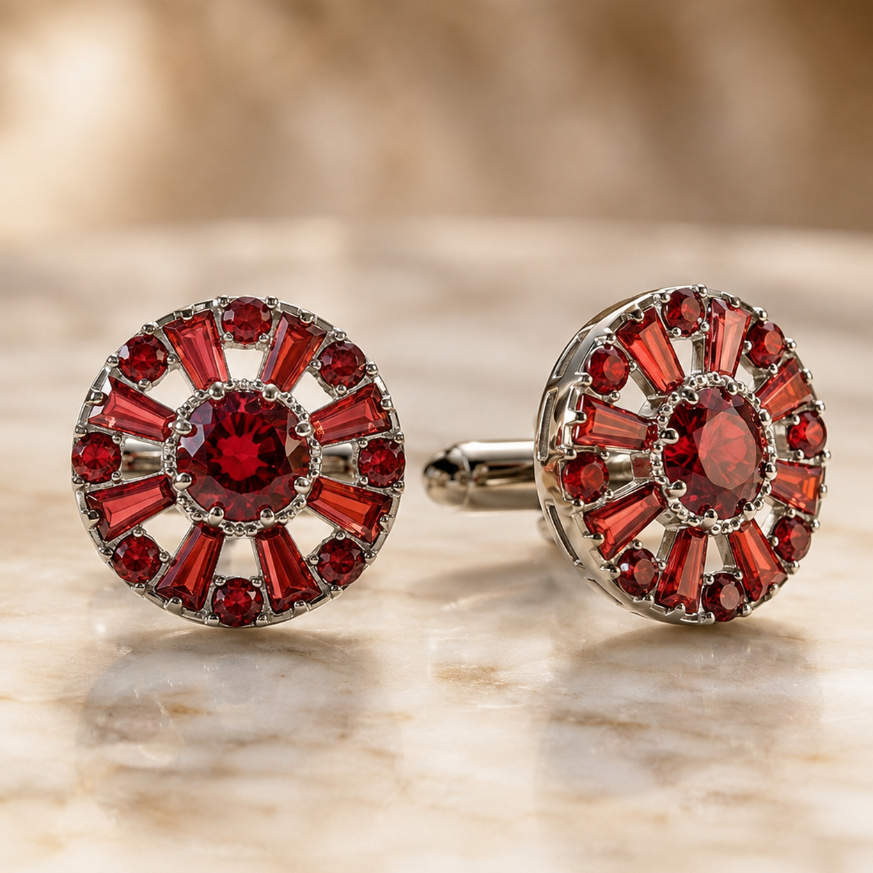 Romeo Red Round Cufflinks