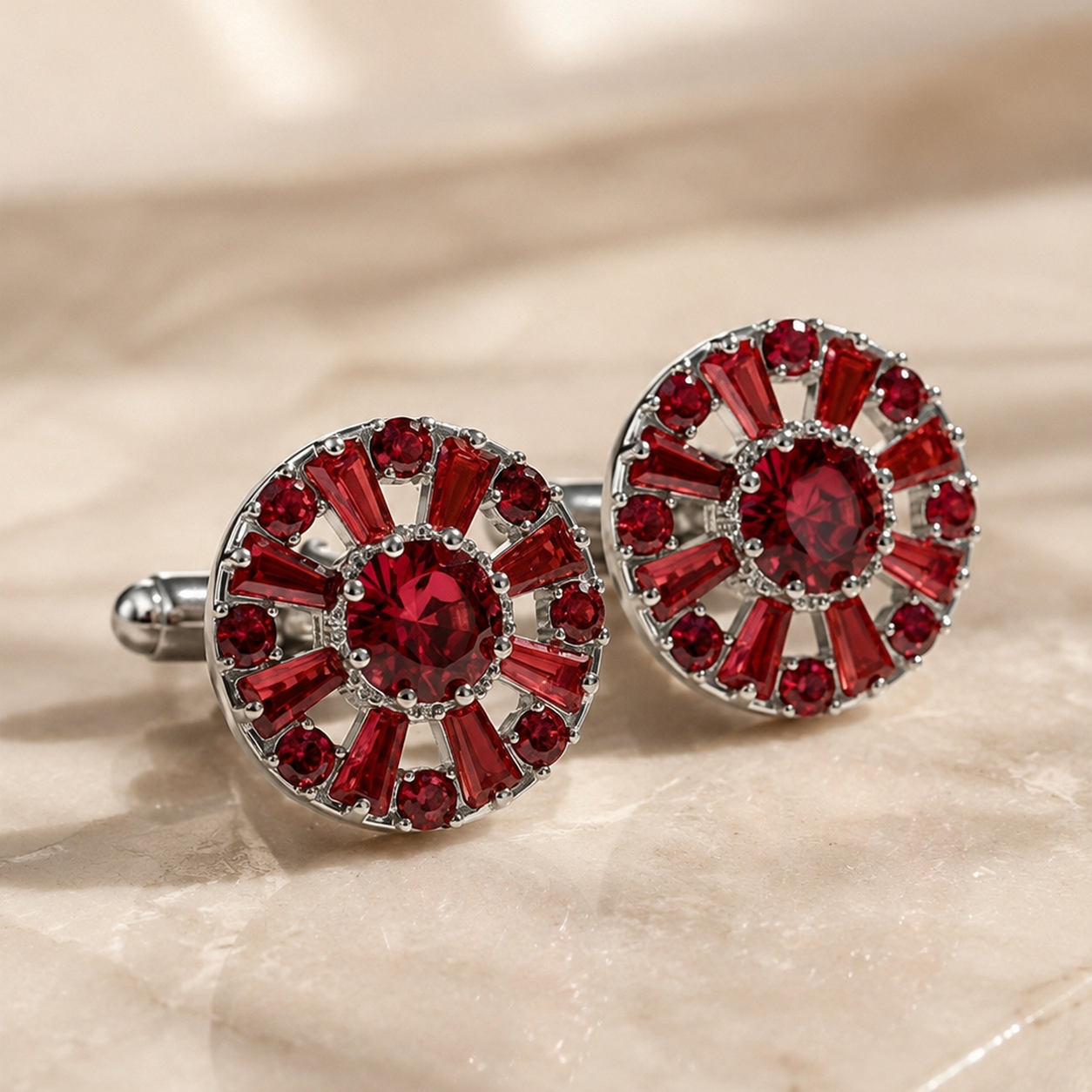 Romeo Red Round Cufflinks