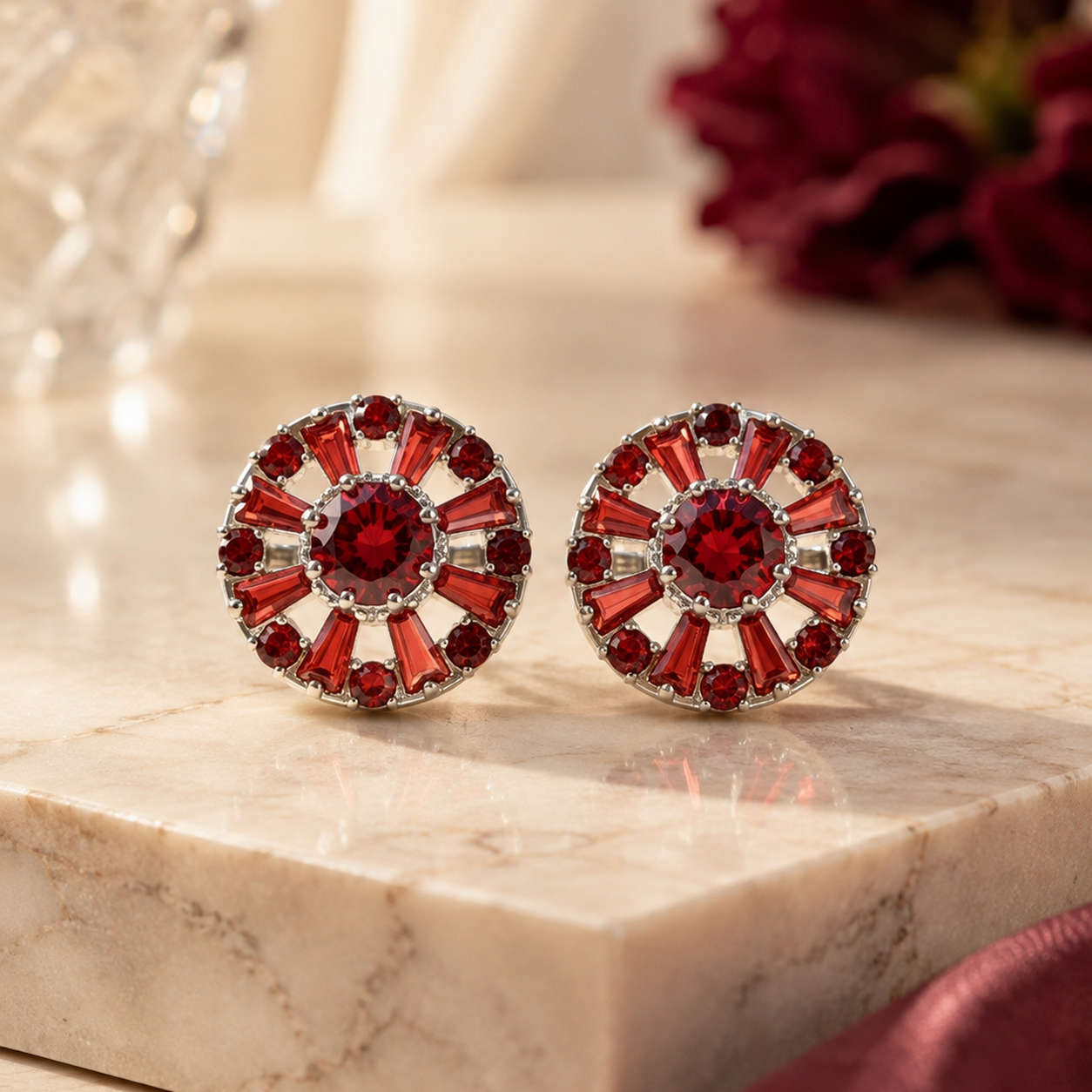 Romeo Red Round Cufflinks
