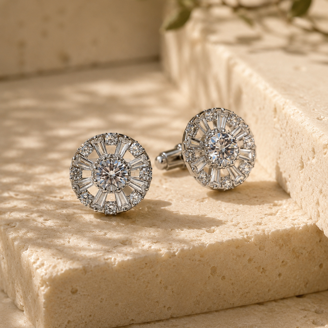 Oberon Clear Round Cufflinks