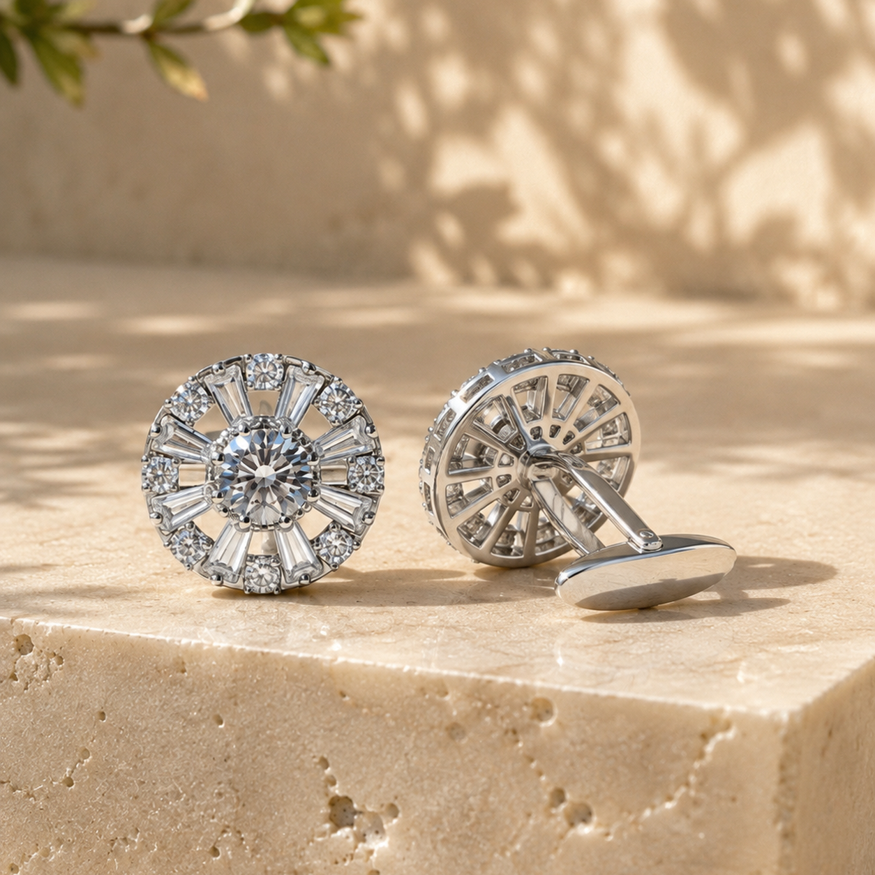 Oberon Clear Round Cufflinks