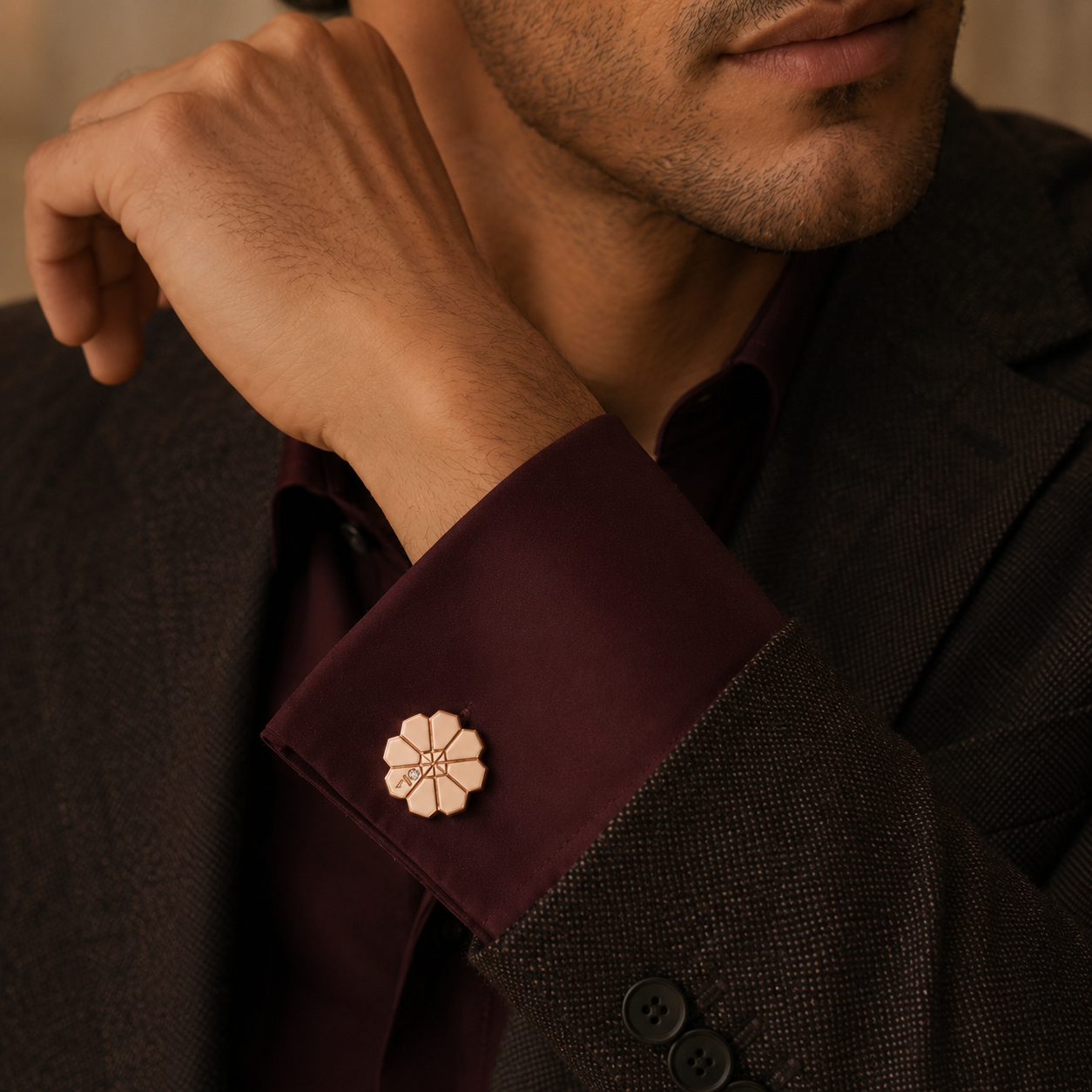 Florizel Rose Gold Floral Cufflinks