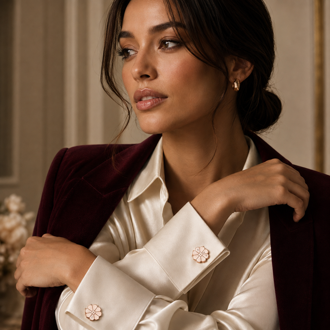 Florizel Rose Gold Floral Cufflinks