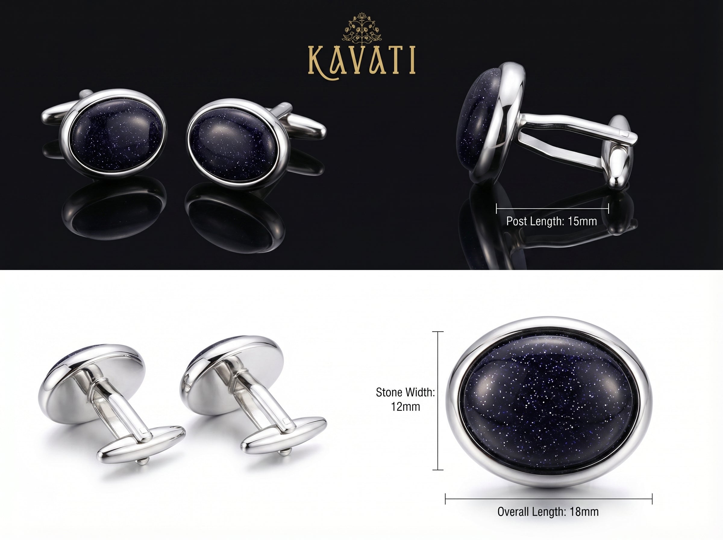 Black Oval Agate Cufflinks