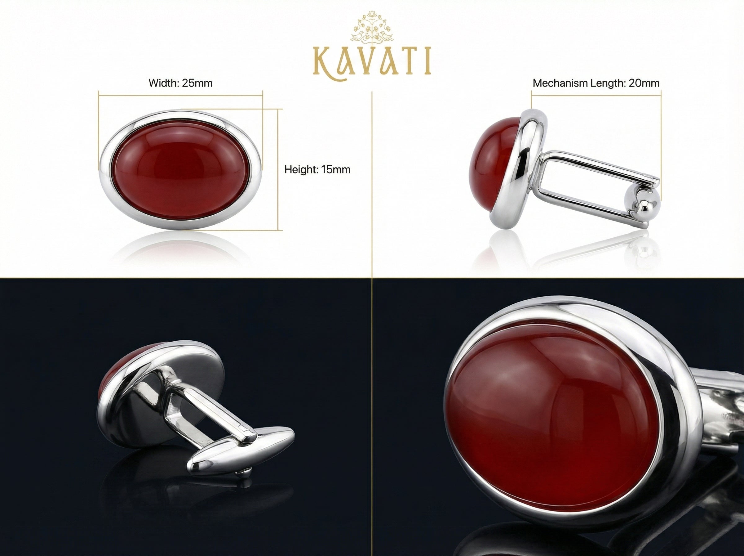 Red Oval Agate Cufflinks