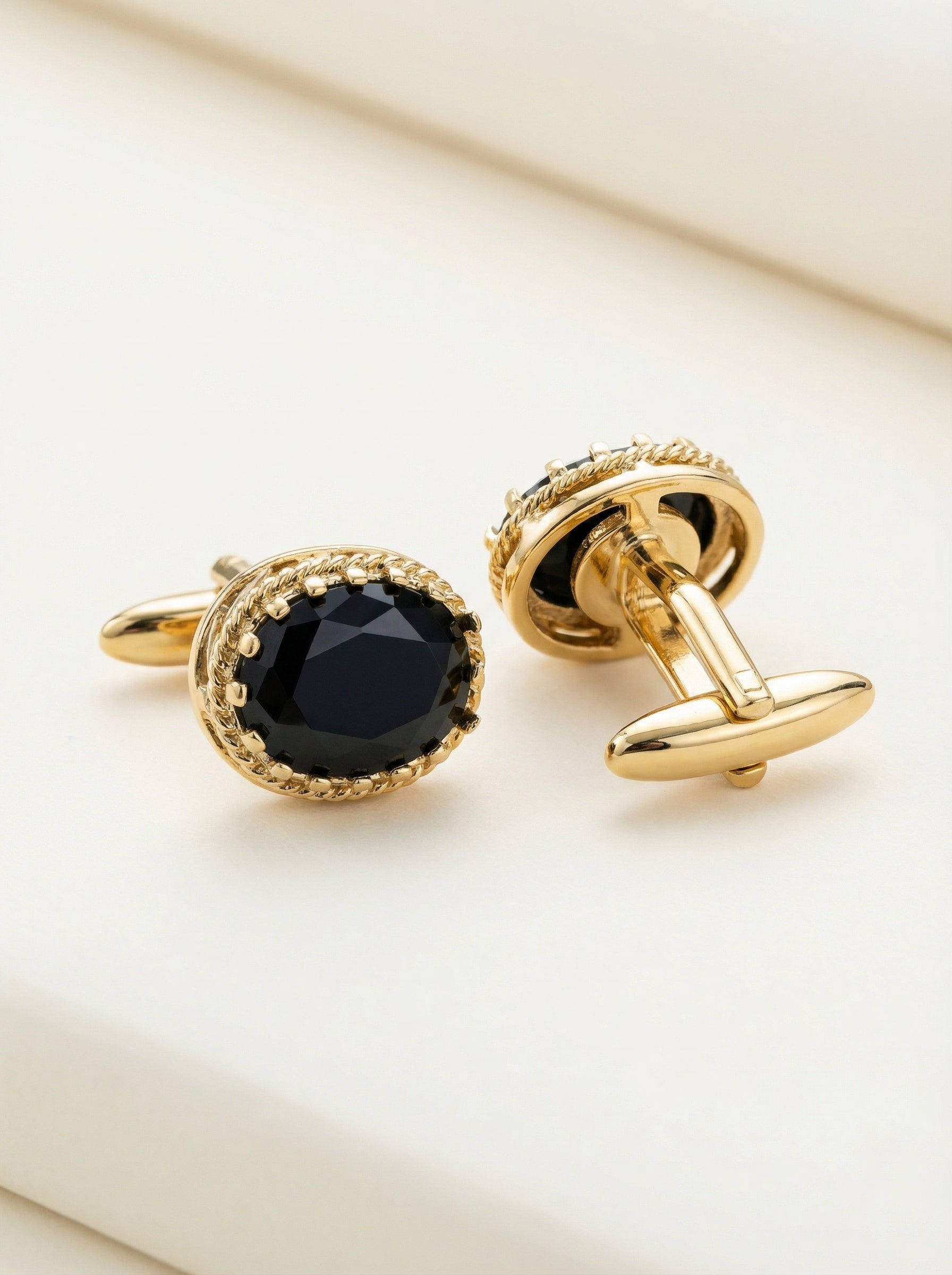 Black Oval Cubic Zirconia Cufflinks