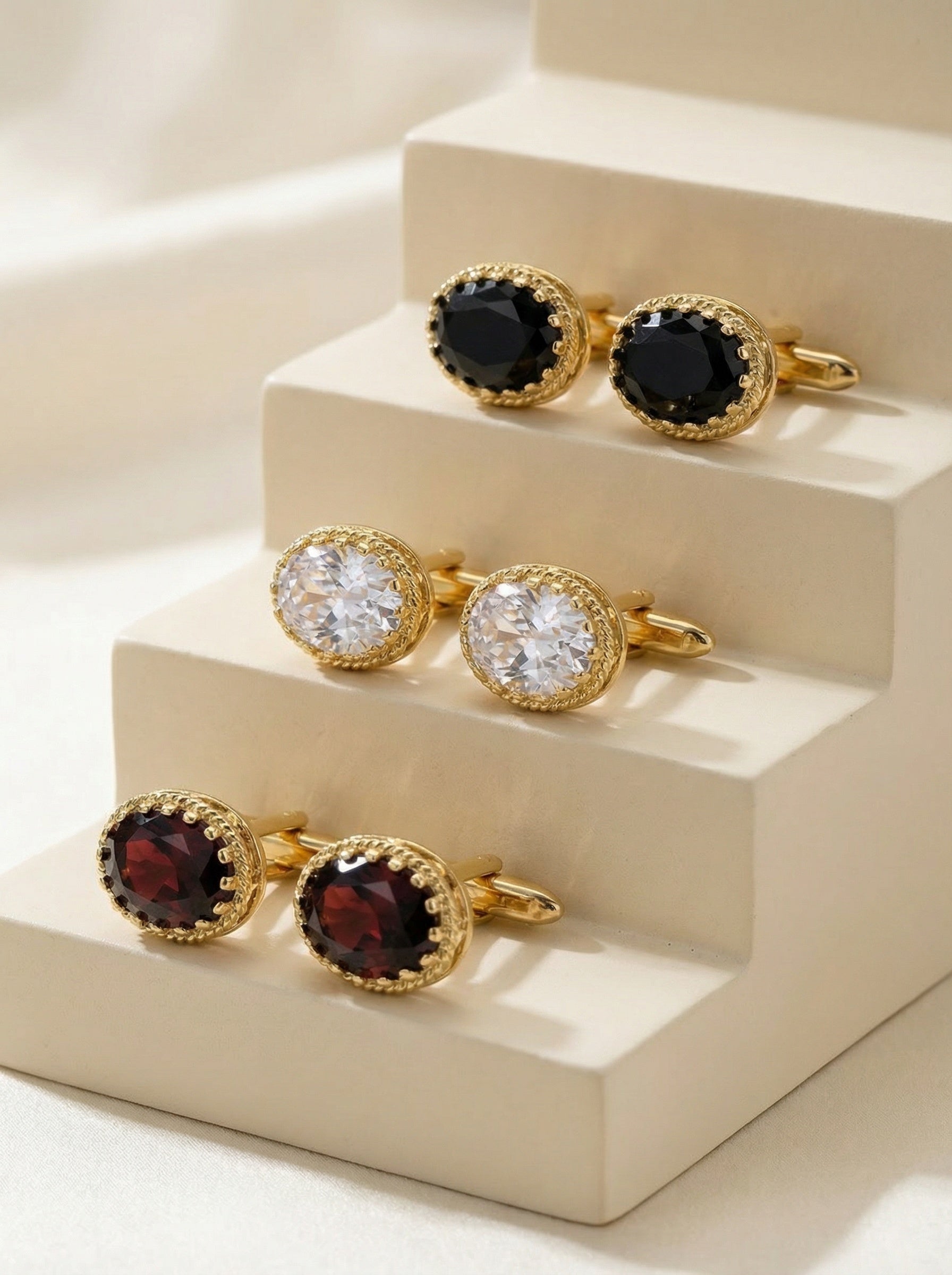 Black Oval Cubic Zirconia Cufflinks