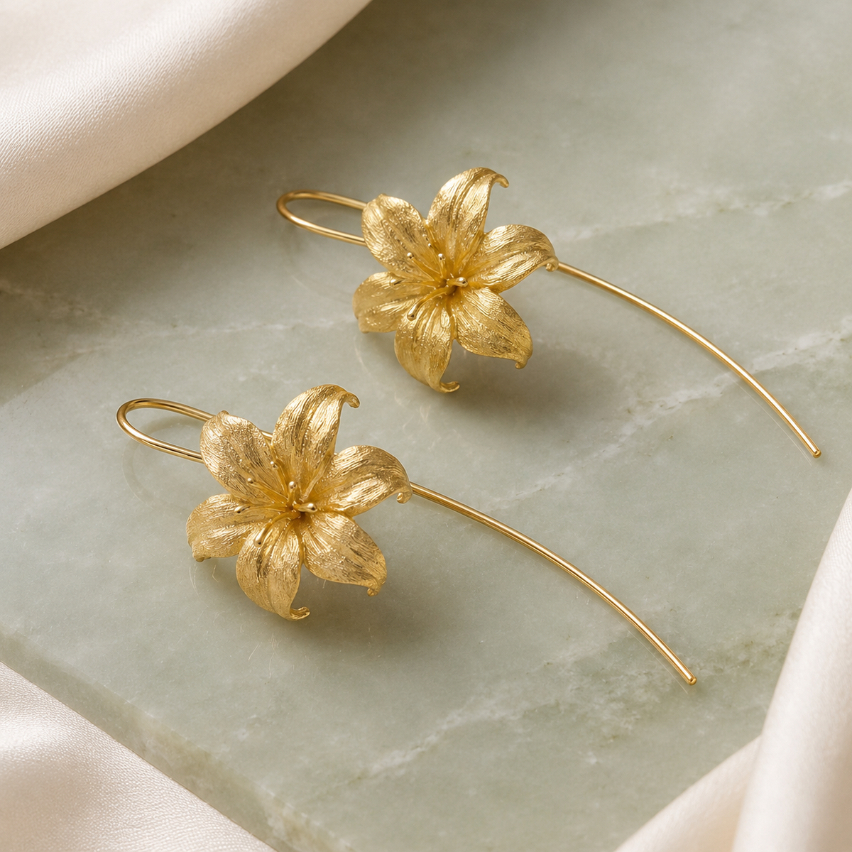 Gold Lily Threader Earring