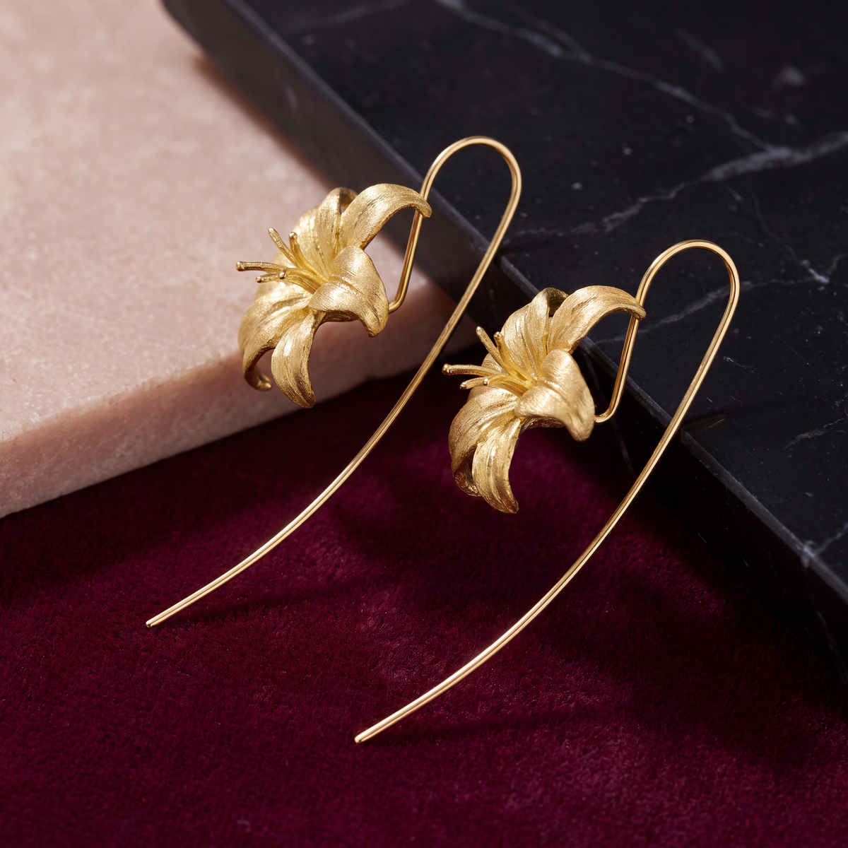 Gold Lily Threader Earring