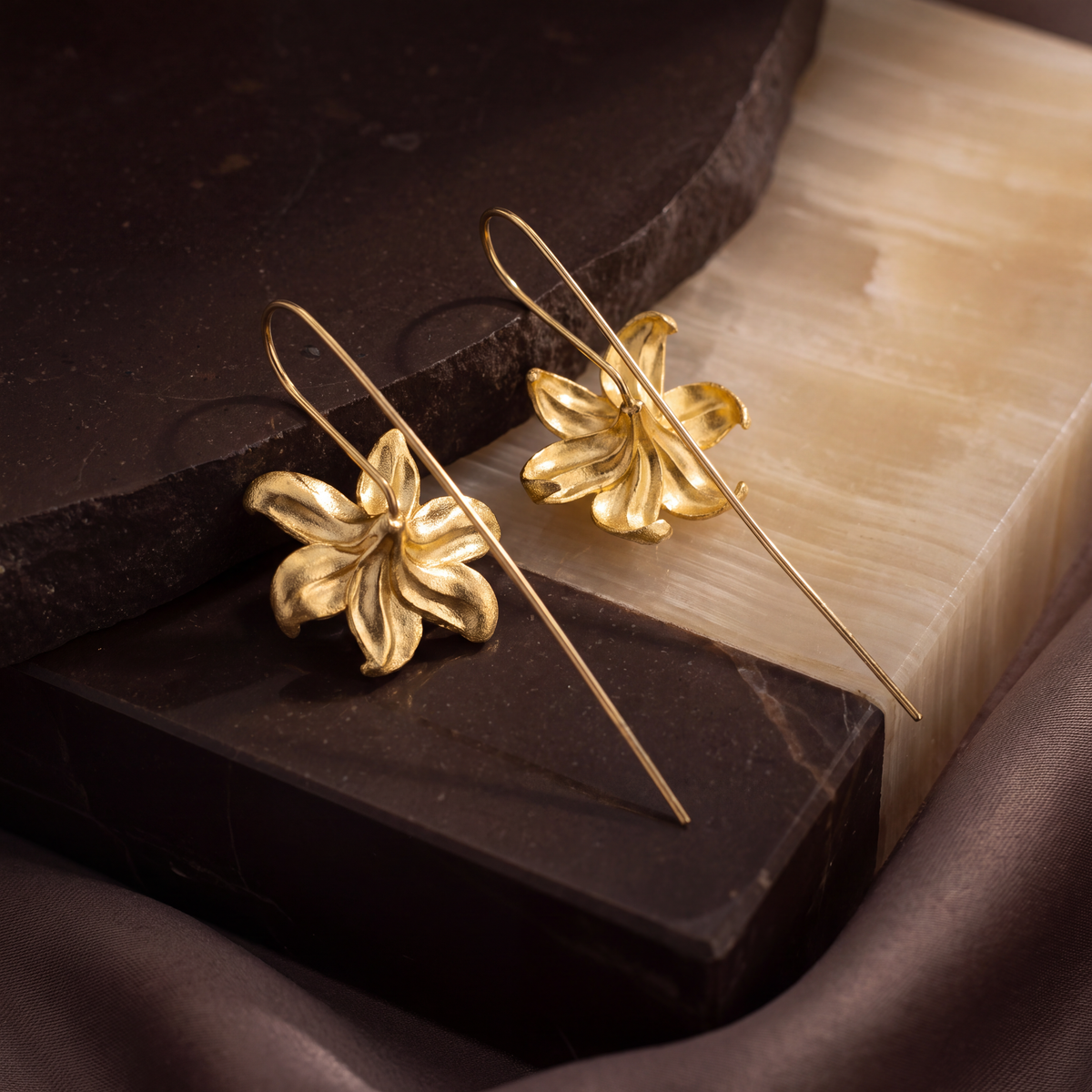 Gold Lily Threader Earring