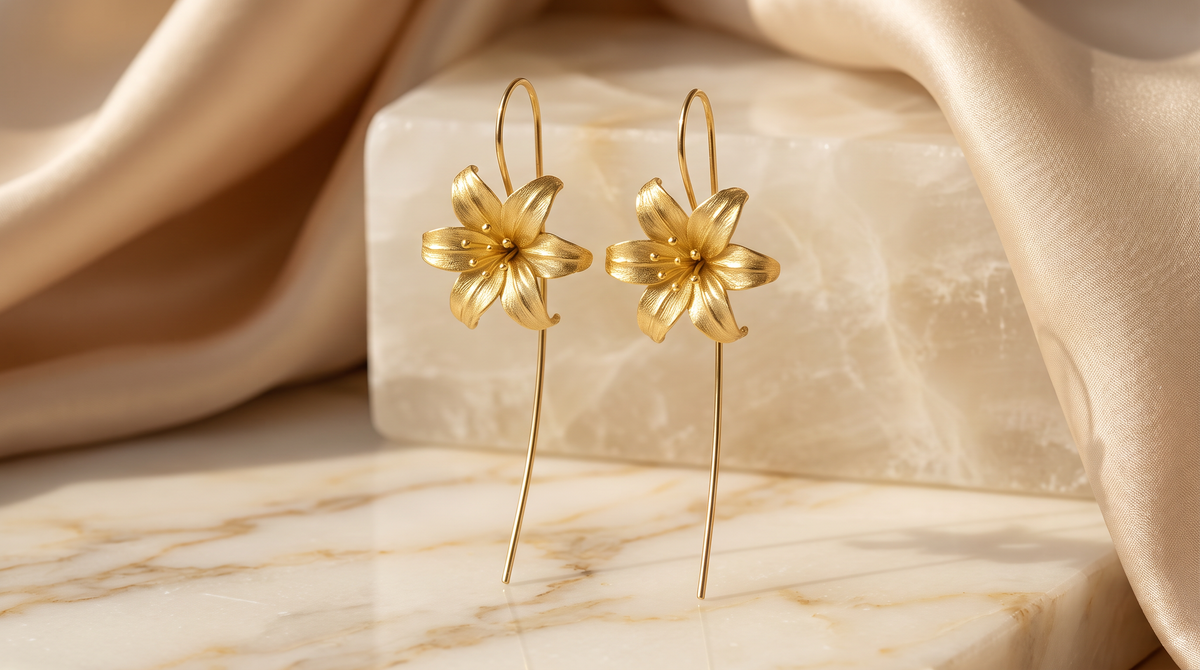 Gold Lily Threader Earring