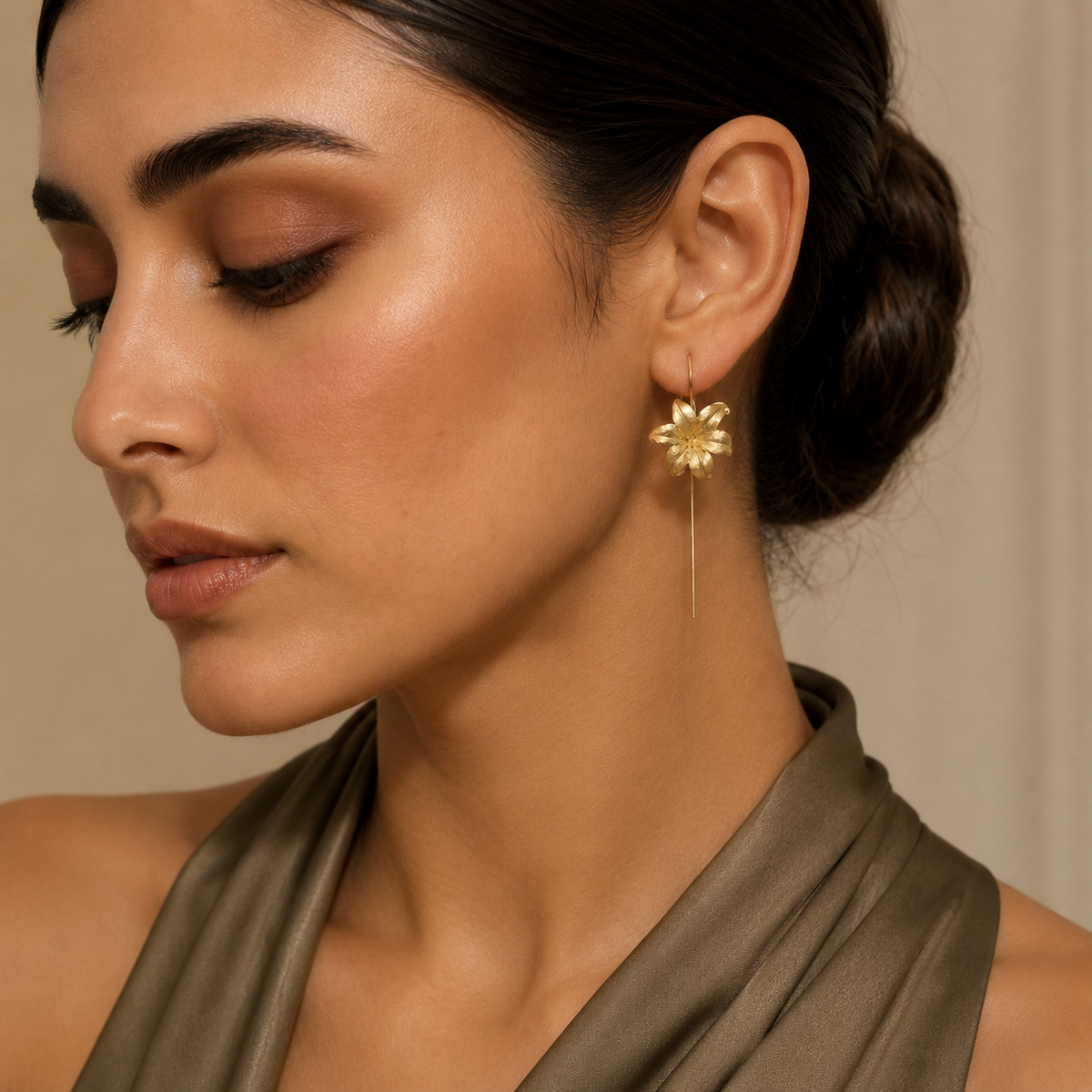 Gold Lily Threader Earring