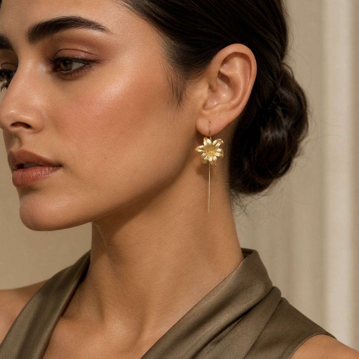 Gold Lily Threader Earring