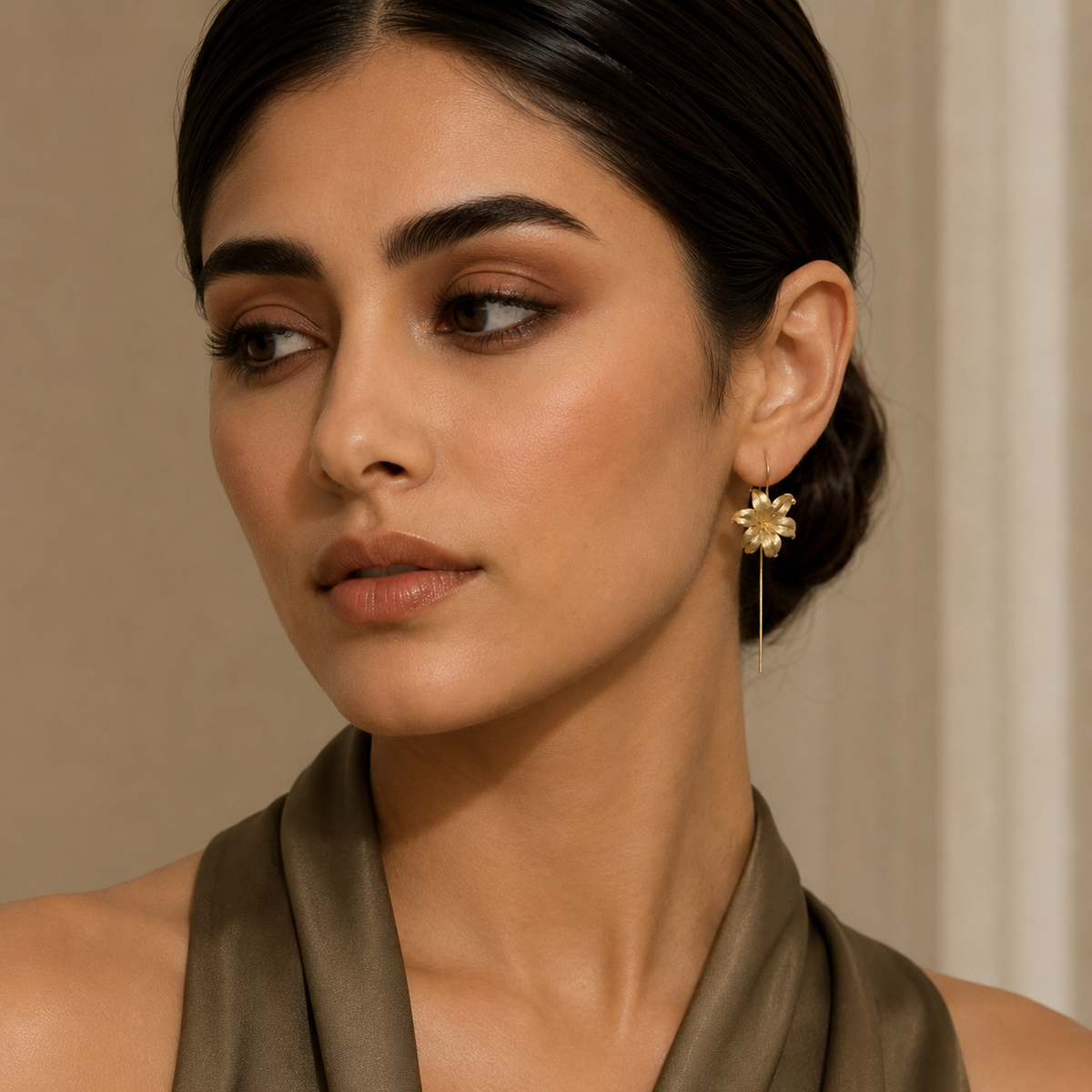 Gold Lily Threader Earring